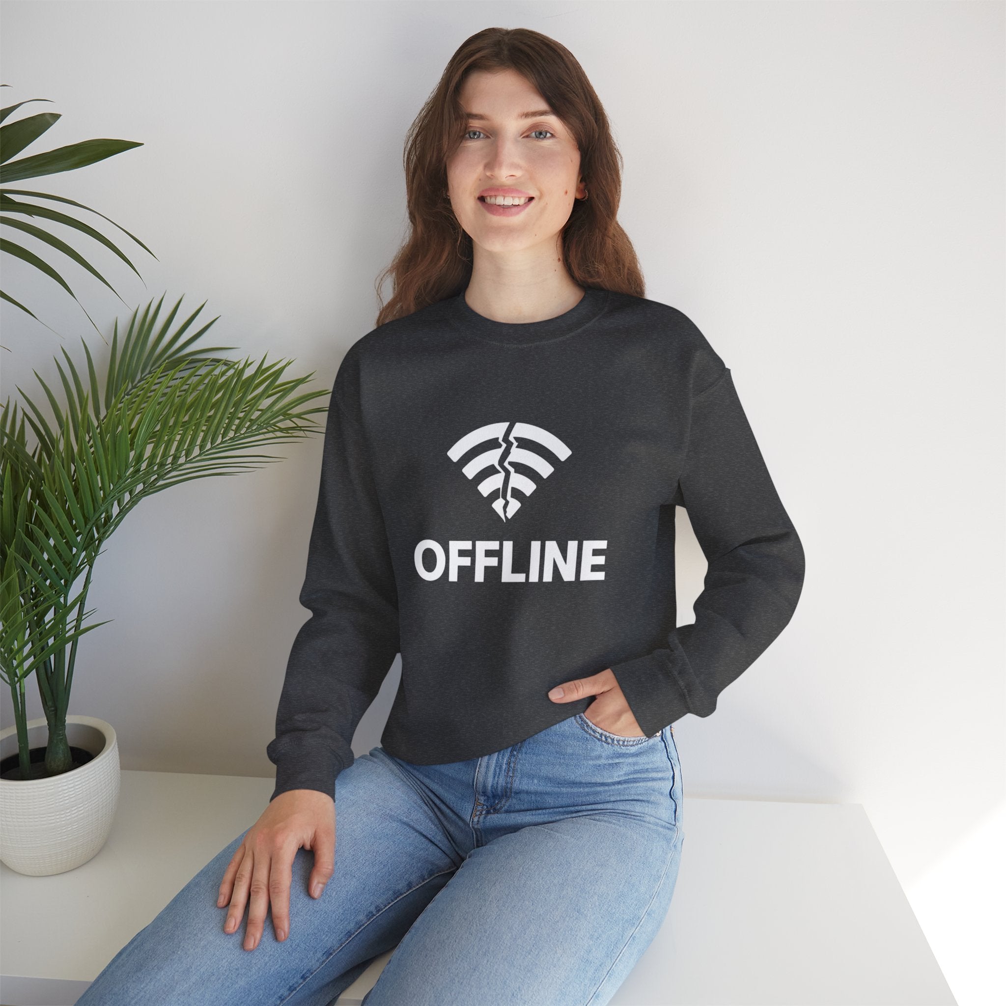 Christian Crewneck Sweatshirt "Offline" Pullover, Go Into Your Room and Pray Back Quote, Faith Streetwear Sweatshirt