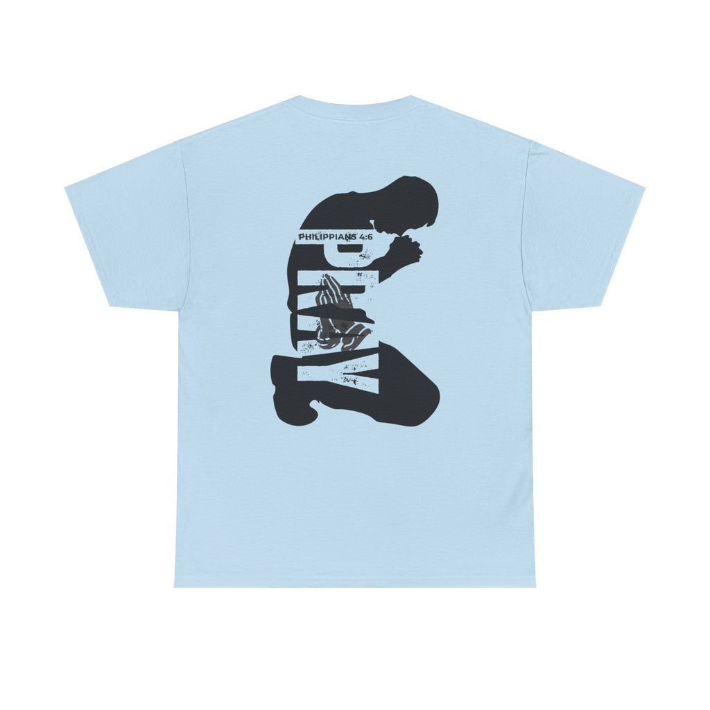 Pray More Tee — "Pray More, Panic Less" Christian Graphic T-Shirt