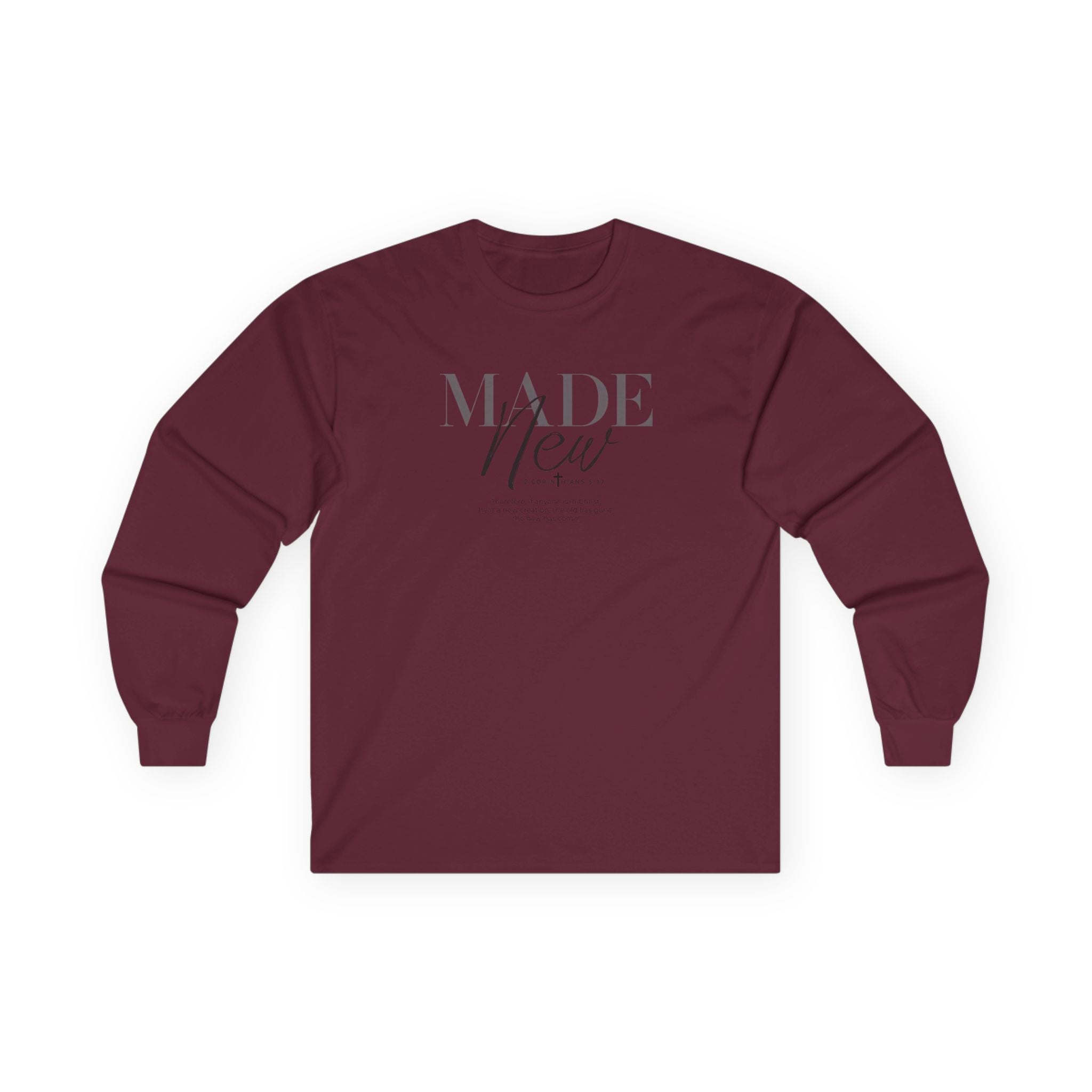 Made New Long Sleeve Tee — Inspirational Christian Faith Shirt