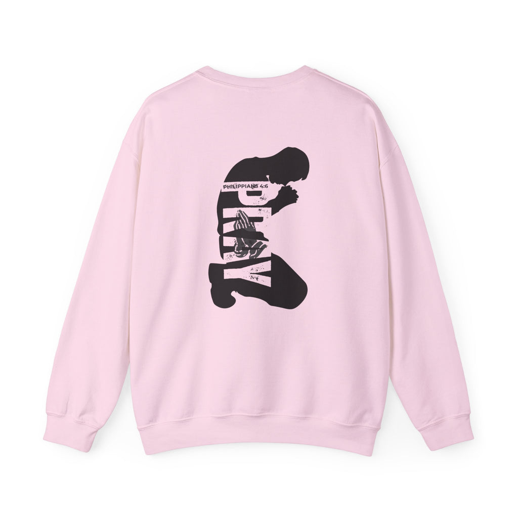Prayer Graphic Sweatshirt — “Pray More, Panic Less” Crewneck
