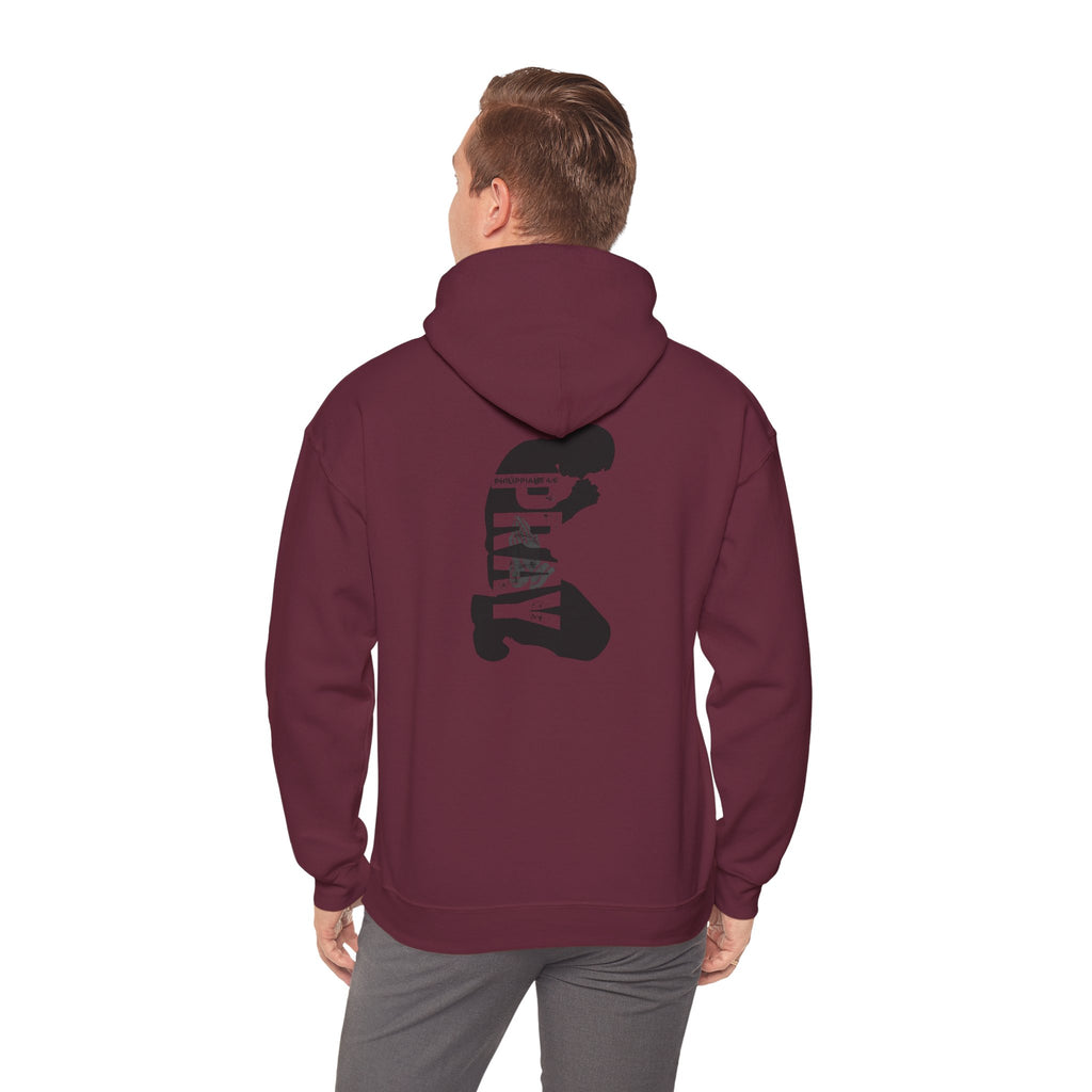 Minimal 'Pray More, Panic Less' Hoodie — Monochrome Graphic Back Print