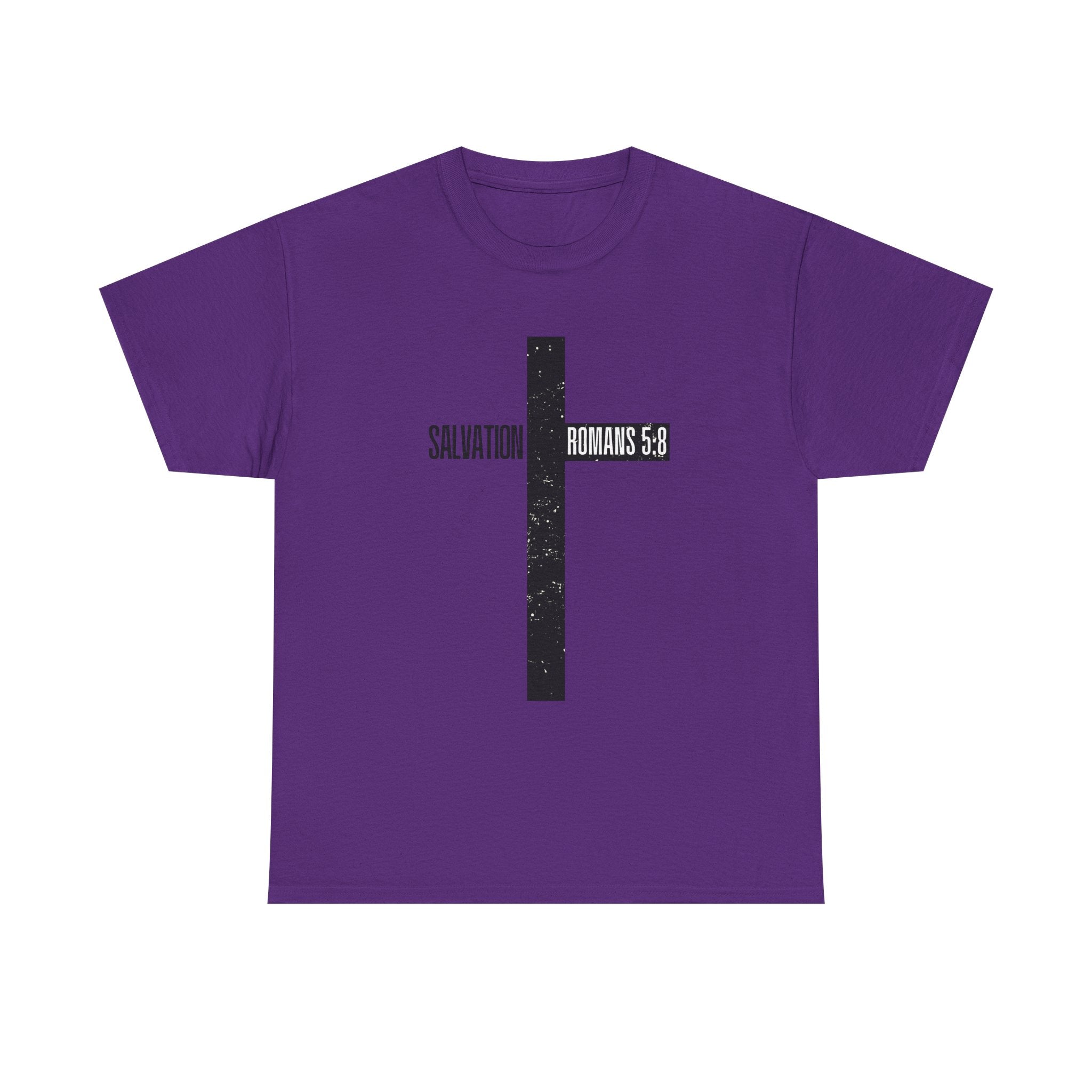 Christian Cross T-Shirt — "Salvation Romans 5:8" Faith Tee