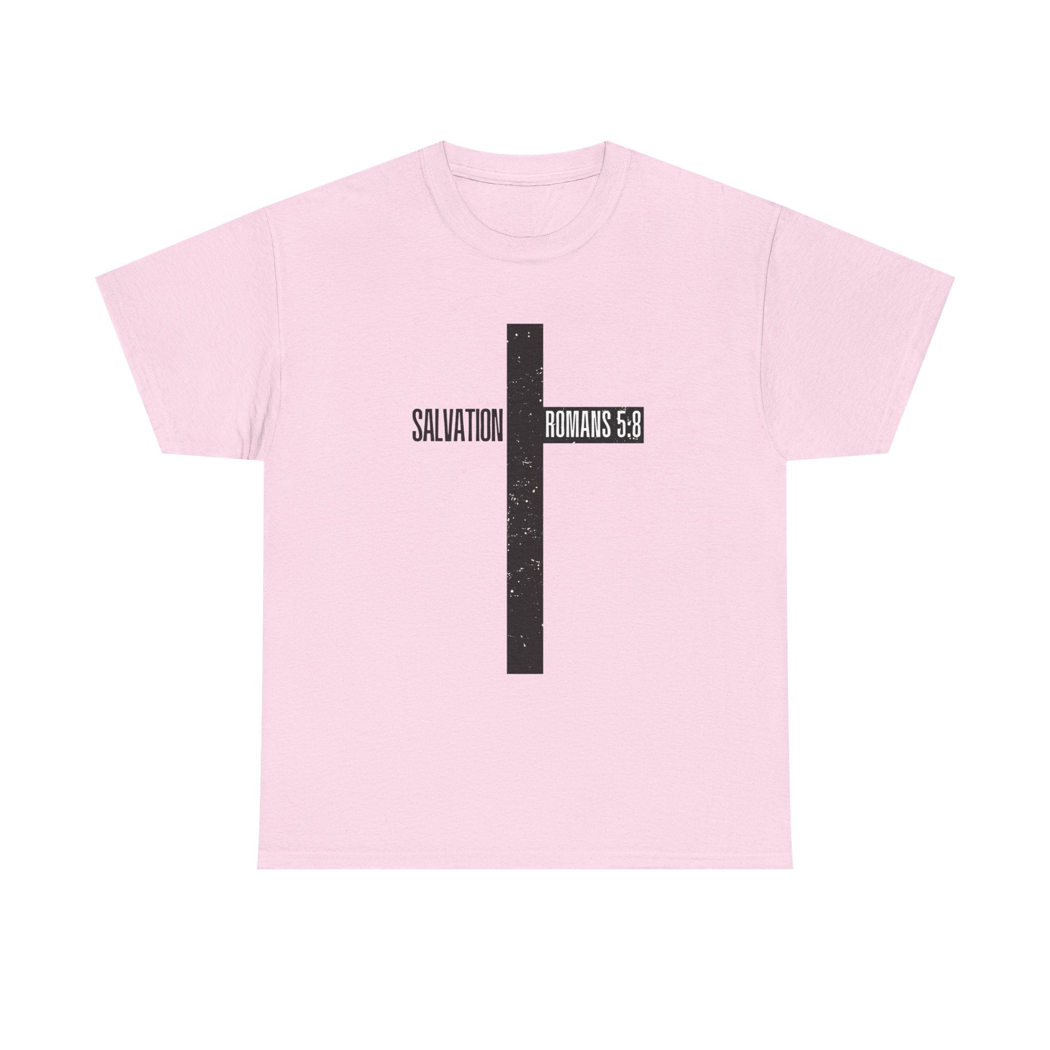 Christian Cross T-Shirt — "Salvation Romans 5:8" Faith Tee