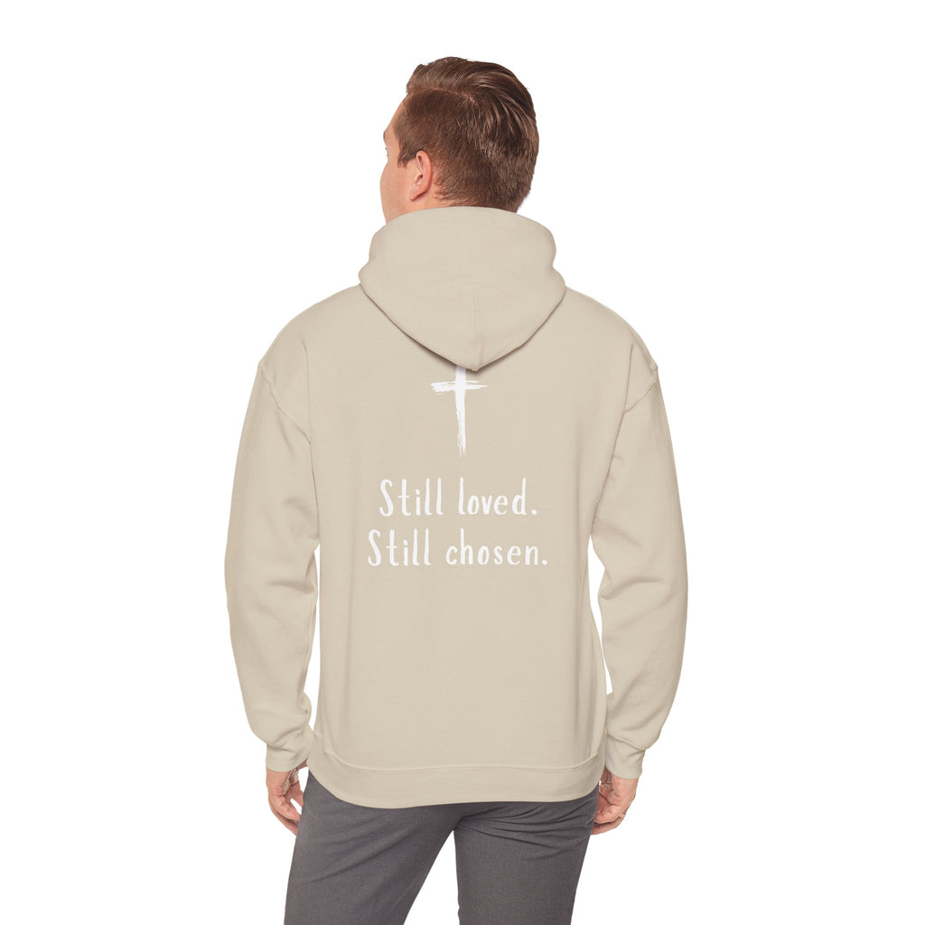 Not Perfect — Forgiven Hoodie | Christian Inspirational Sweatshirt (Romans 5:8, Still Loved/Still Chosen)