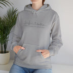 Hoodie "One Faith One Family One Praise" Minimal Heartbeat Faith Script - White Pullover