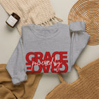 Crewneck Sweatshirt — "Grace Powered By God" Christian Faith Pullover (Ephesians 2:8)
