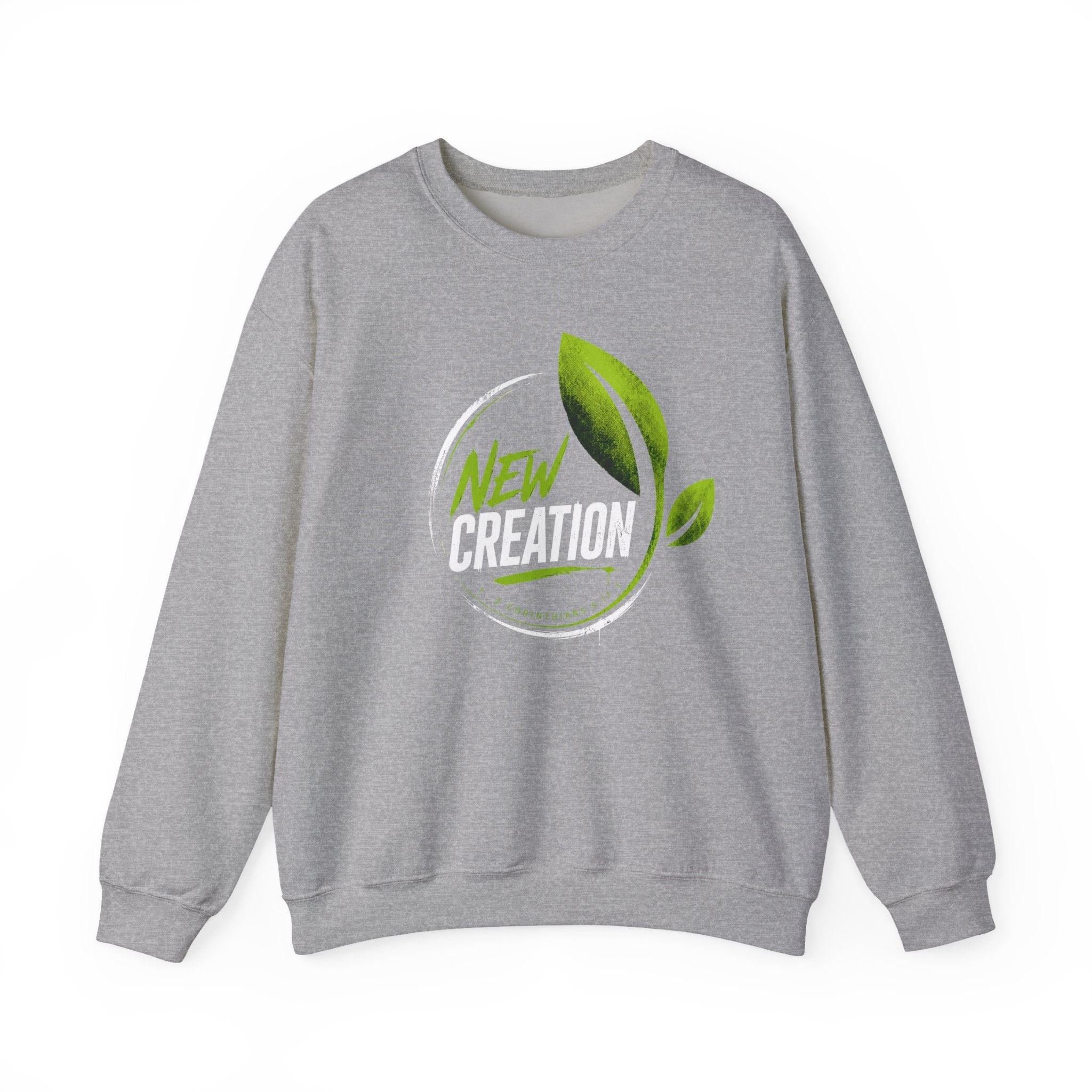 New Creation Sweatshirt – Christian Faith Green Leaf Crewneck