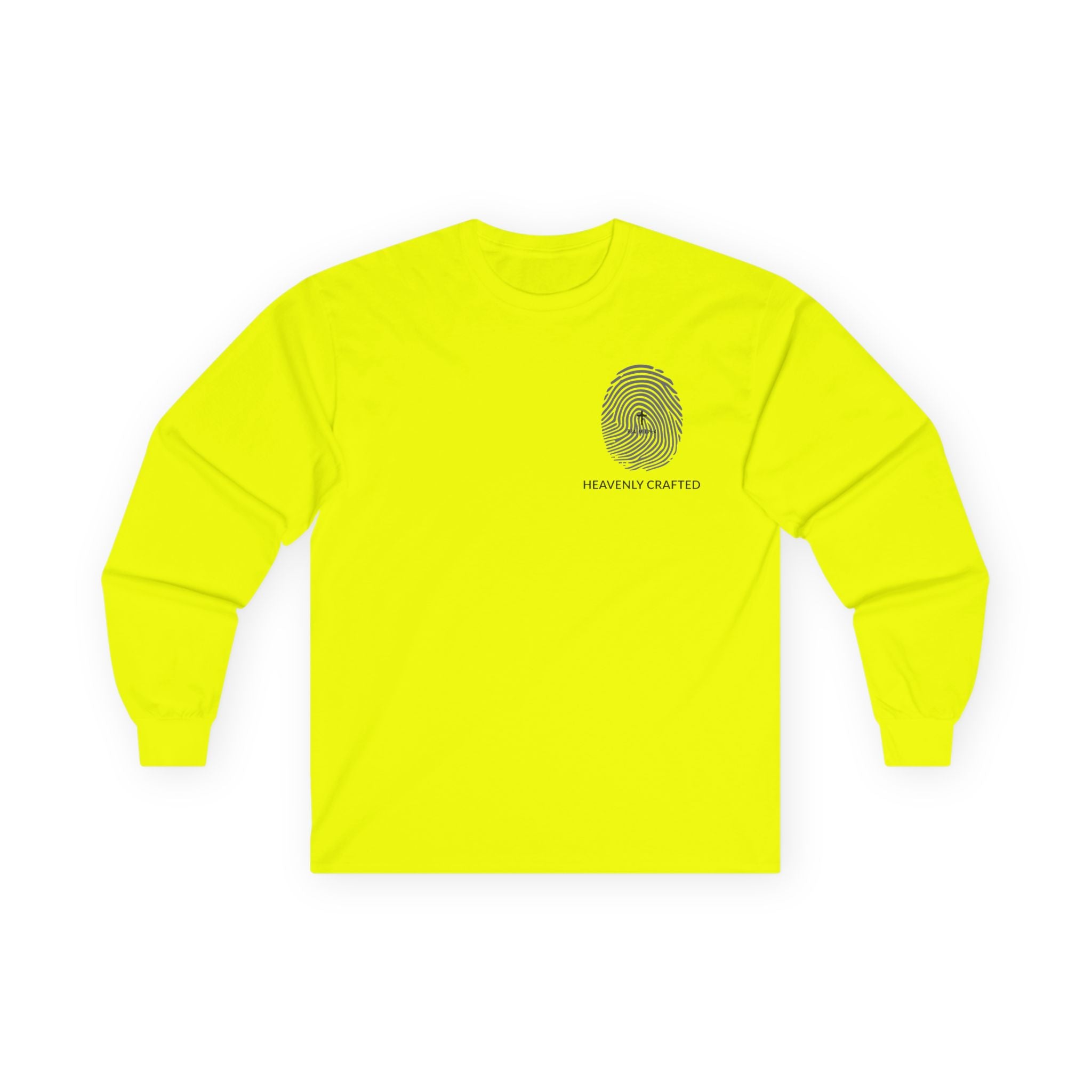 Fingerprint Graphic Long Sleeve Christian Tee — Heavenly Crafted Chest Print