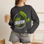 Christian Crewneck Sweatshirt "New Creation" Pullover, 2 Corinthians 5:17 Scripture Apparel, Green Leaf Graphic Sweatshirt
