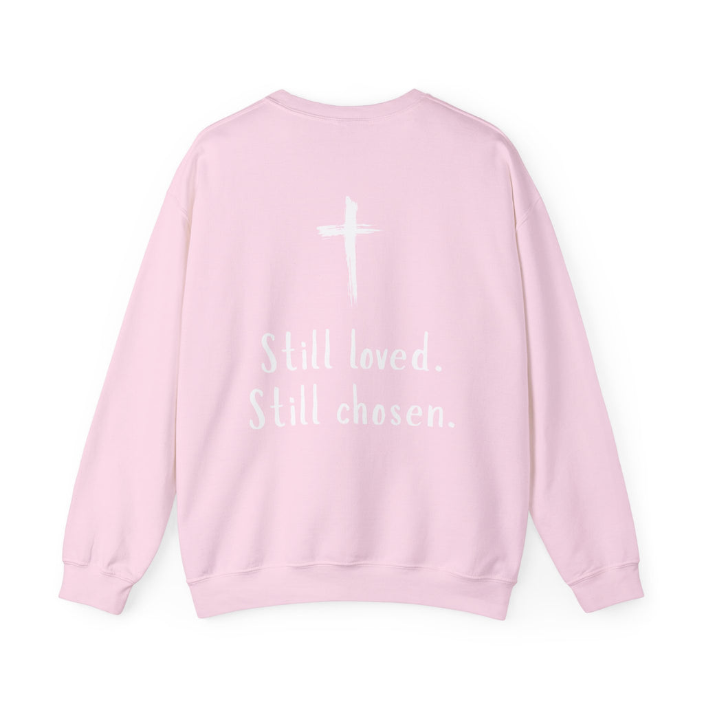 Christian Crewneck Sweatshirt — "Not Perfect, Forgiven" (Romans 5:8)