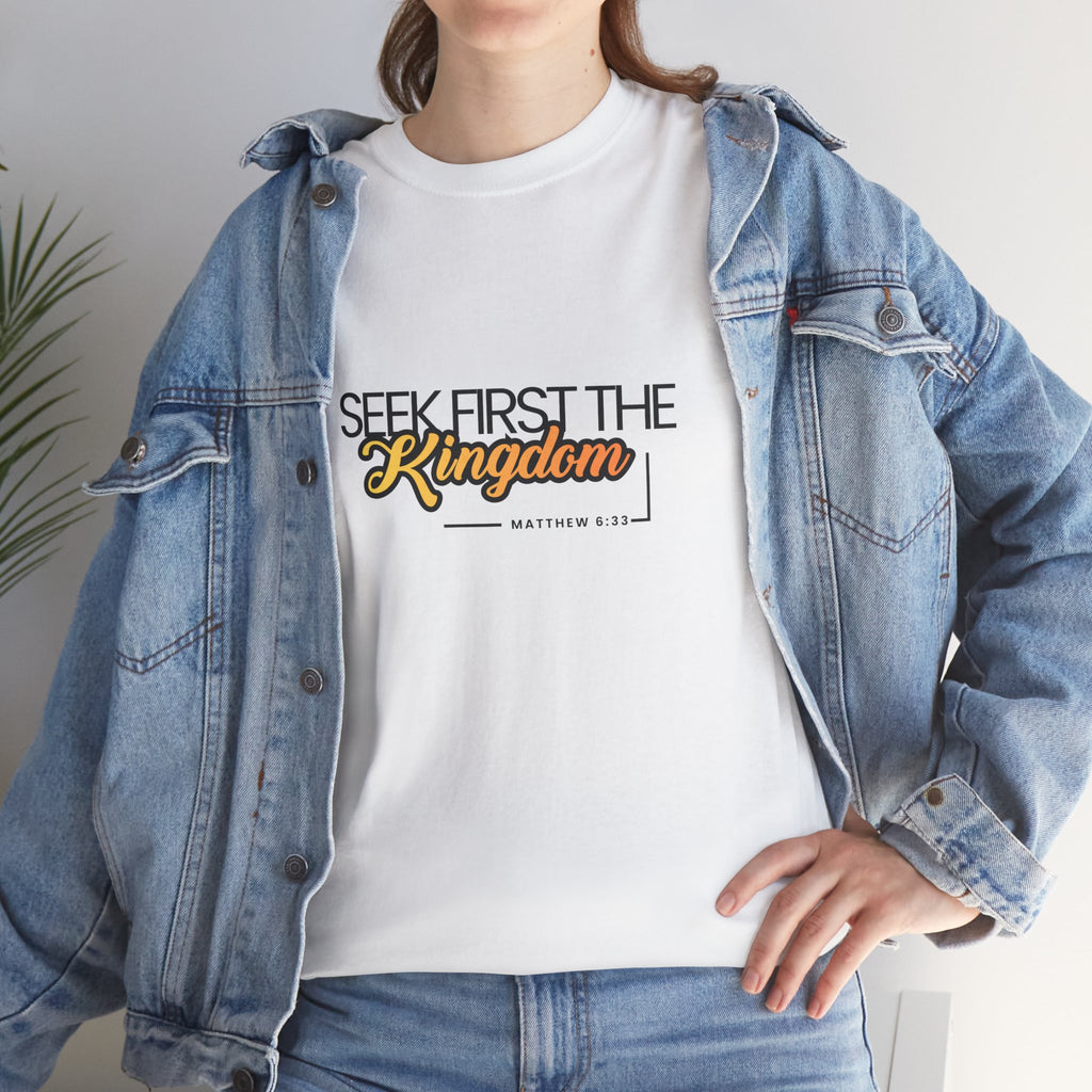 Seek First the Kingdom Tee — Christian Faith Graphic T-Shirt (Matthew 6:33)