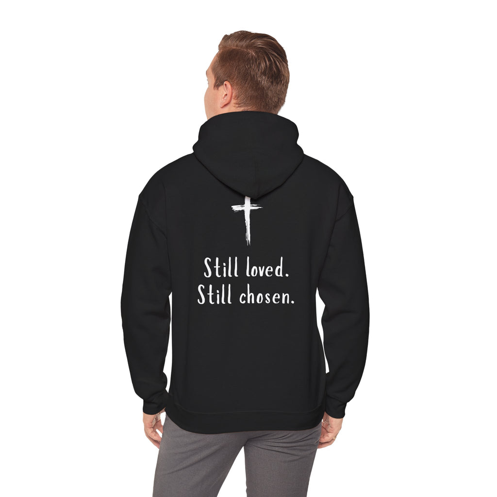 Not Perfect — Forgiven Hoodie | Christian Inspirational Sweatshirt (Romans 5:8, Still Loved/Still Chosen)