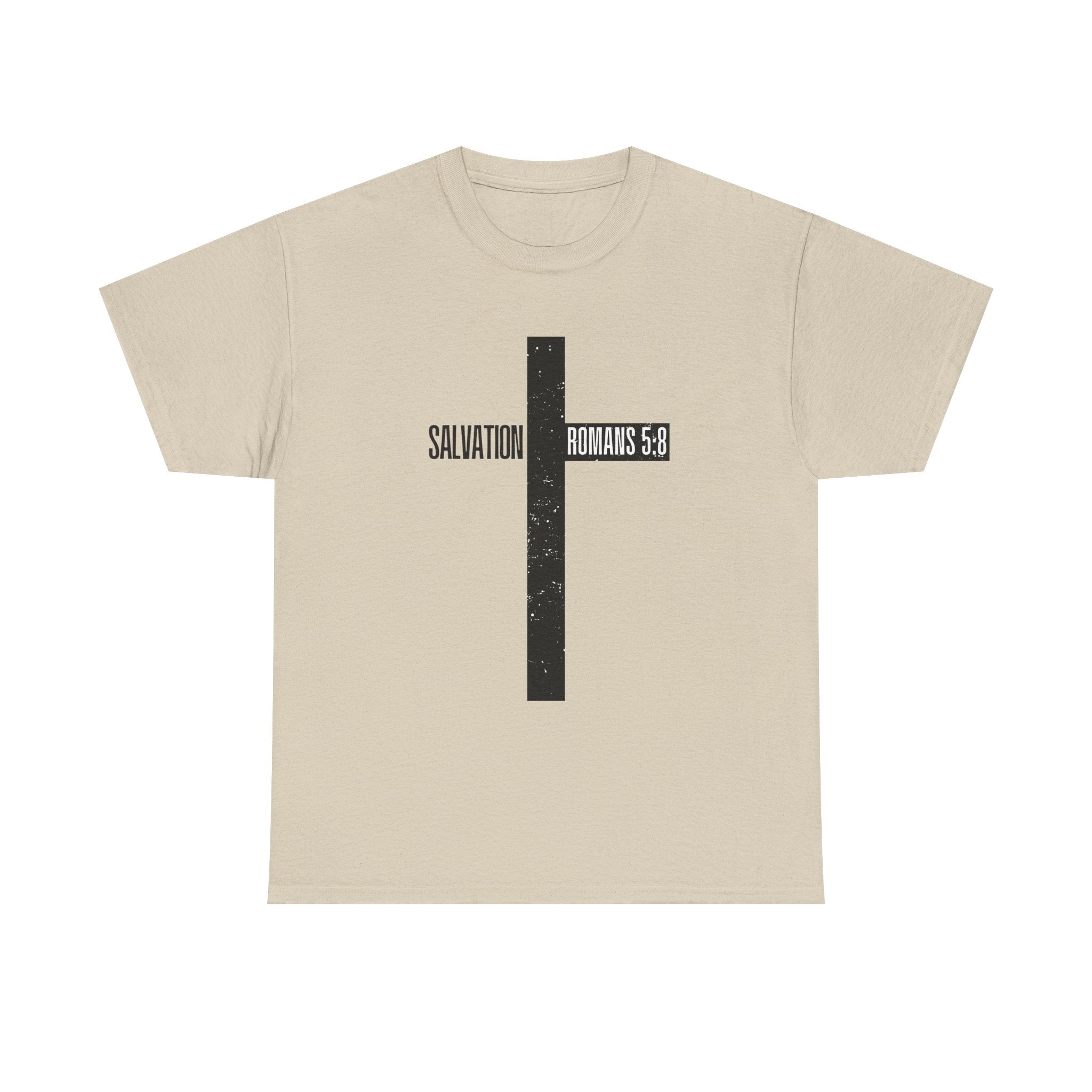 Christian Cross T-Shirt — "Salvation Romans 5:8" Faith Tee
