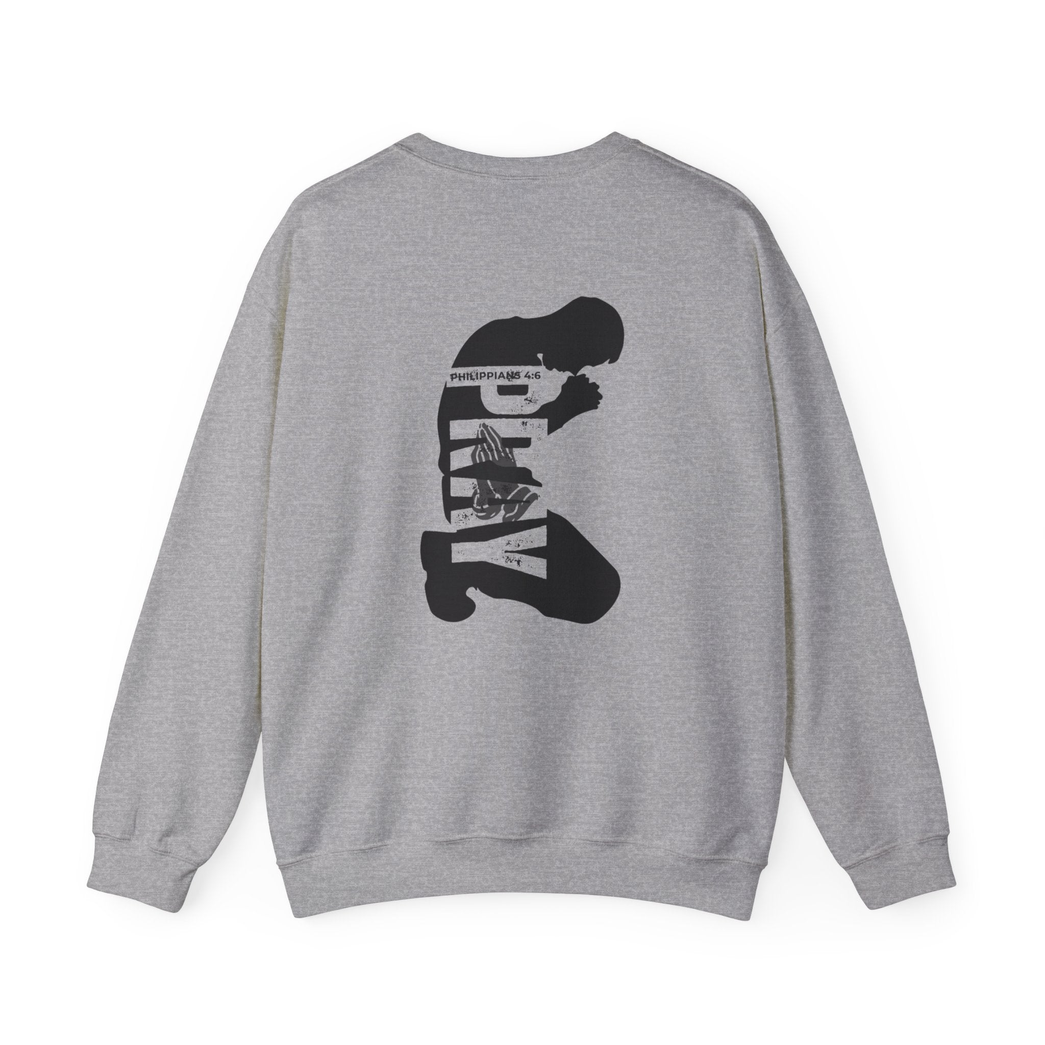 Prayer Graphic Sweatshirt — “Pray More, Panic Less” Crewneck