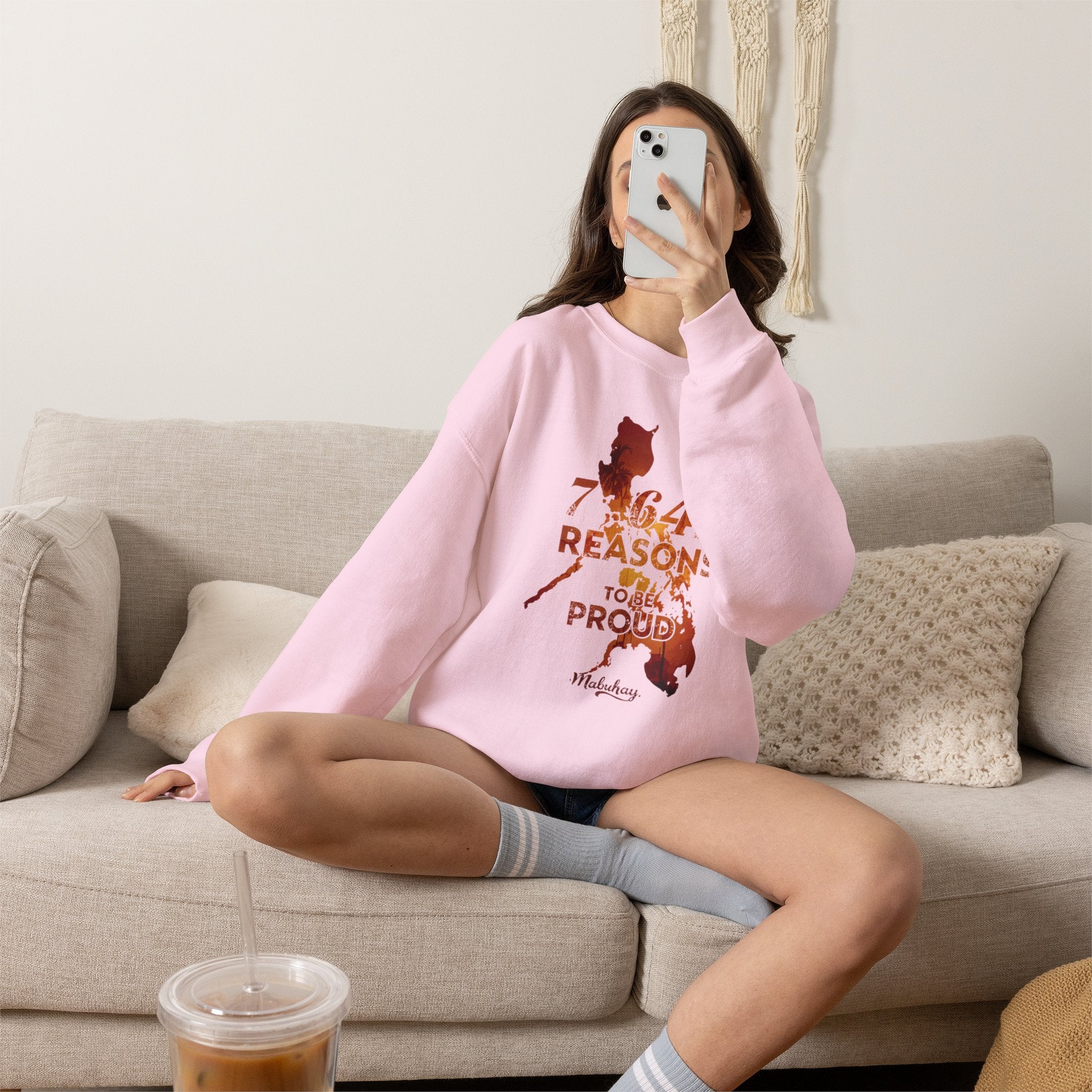 Philippines Map '7,641 Reasons to Be Proud Pinoy' Crewneck Sweatshirt