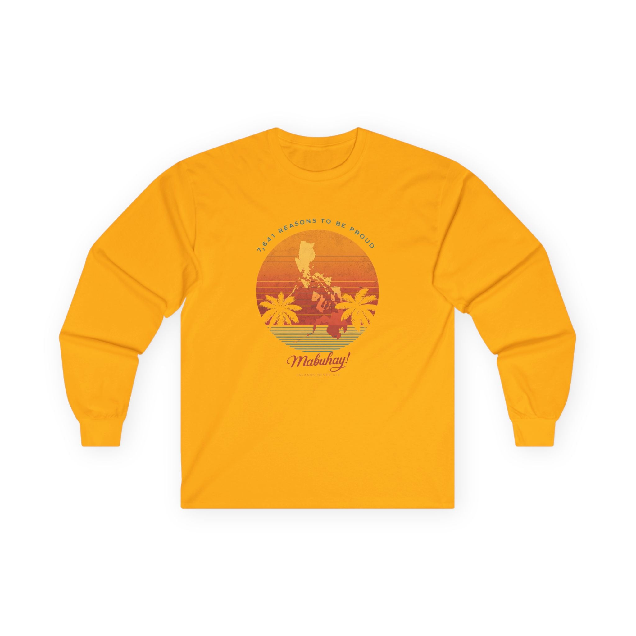 Long Sleeve Tee — 'Map of the Philippines' Retro Sunset Surf Design