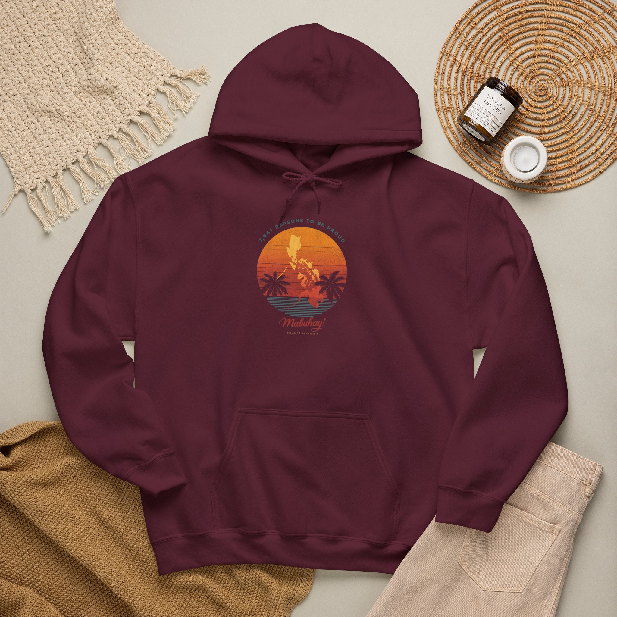 Hoodie • Mabuhay Sunset Palm Graphic — "Philippines" Retro Beach Vibes
