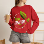 Christian Crewneck Sweatshirt "New Creation" Pullover, 2 Corinthians 5:17 Scripture Apparel, Green Leaf Graphic Sweatshirt