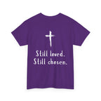 Christian Tee — "Not Perfect, Forgiven" Romans 5:8 Graphic T-Shirt (Still Loved / Still Chosen)