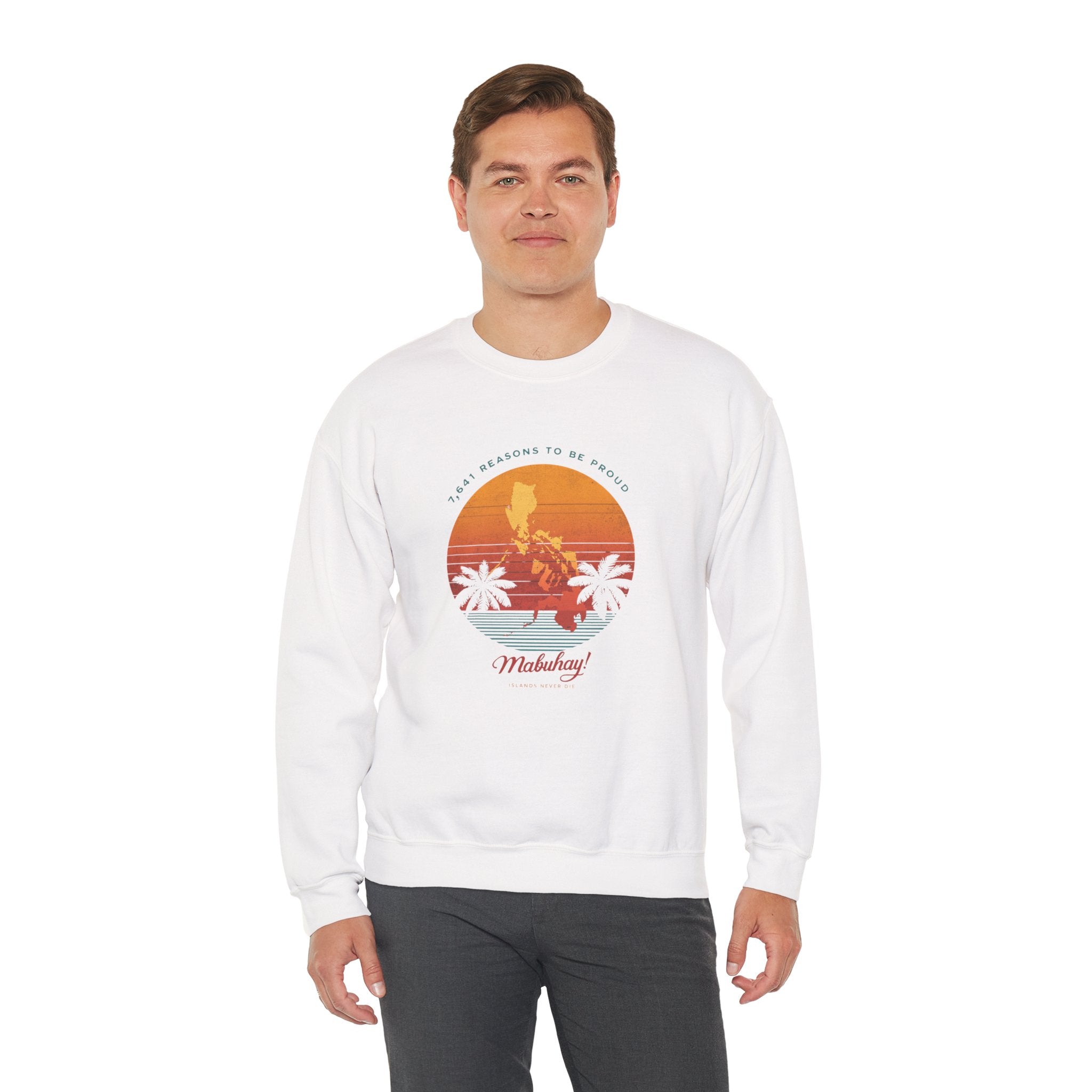 Filipino Crewneck Sweatshirt "Proud to Be Pinoy" Retro Sunset Pullover, Philippines Pride Apparel, Heritage Graphic Sweatshirt