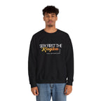Christian Crewneck Sweatshirt "Seek First the Kingdom" Pullover, Matthew 6:33 Scripture Apparel, Inspirational Faith Graphic Sweatshirt