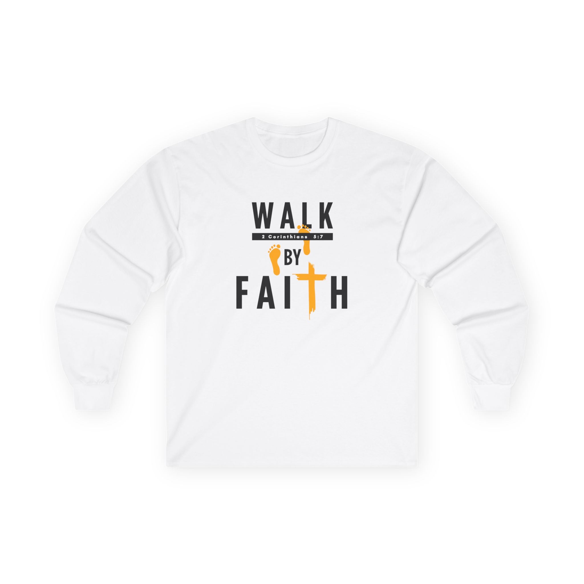 Long Sleeve Tee — "Walk by Faith" Christian Inspirational Shirt