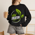 Christian Crewneck Sweatshirt "New Creation" Pullover, 2 Corinthians 5:17 Scripture Apparel, Green Leaf Graphic Sweatshirt