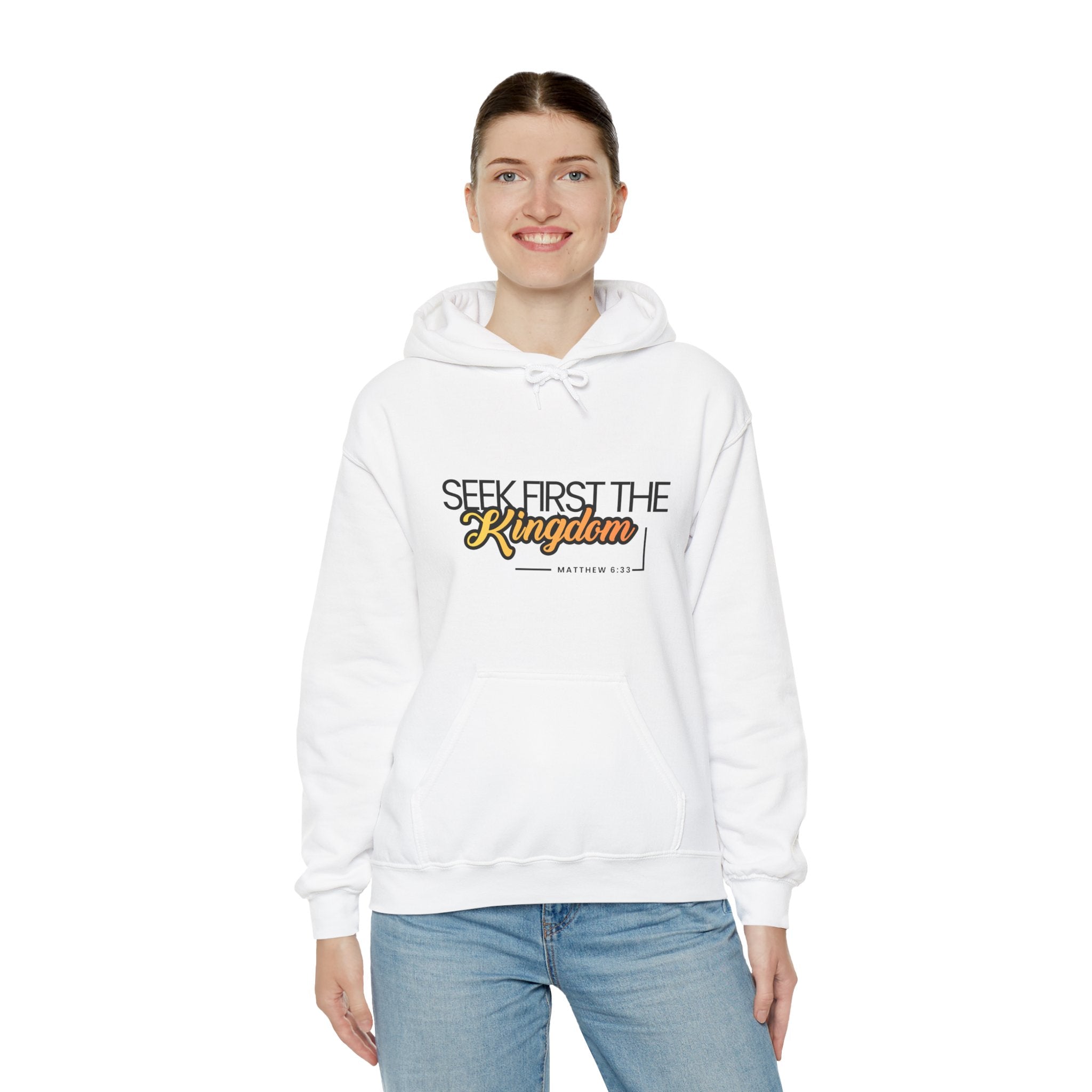 Seek First the Kingdom Hoodie – Christian Faith Scripture Sweatshirt (Matthew 6:33)