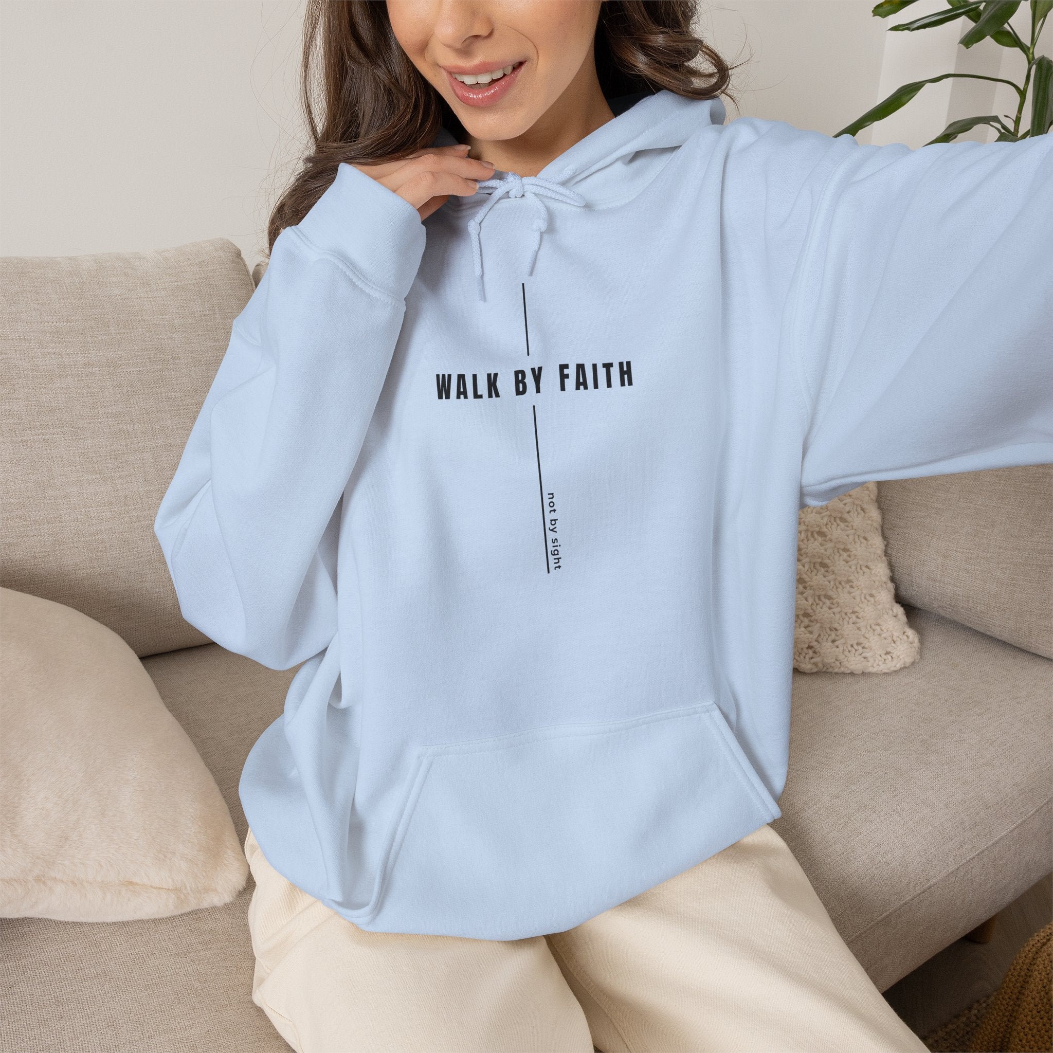 Walk By Faith Hoodie — Minimal Christian Inspirational Sweatshirt