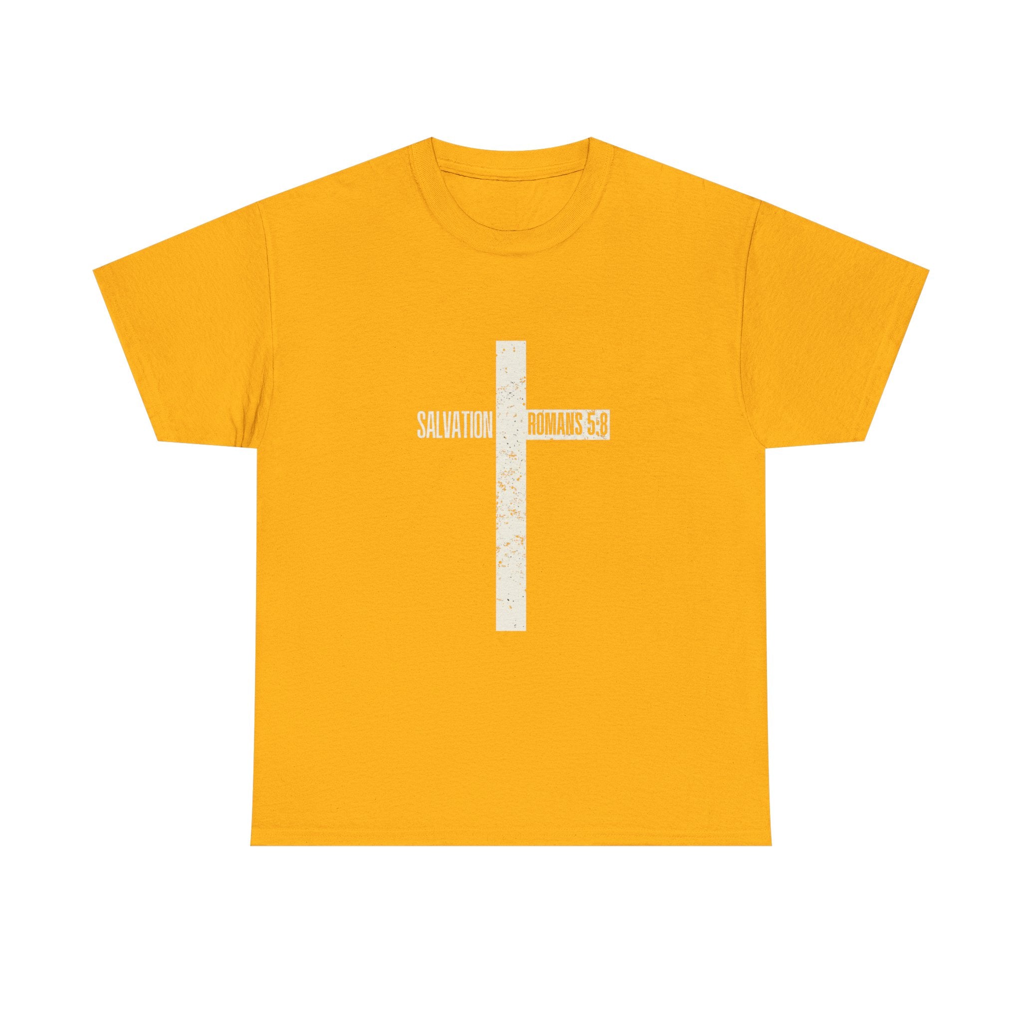Christian Cross T-Shirt — "Salvation Romans 5:8" Faith Tee