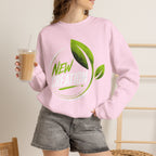 Christian Crewneck Sweatshirt "New Creation" Pullover, 2 Corinthians 5:17 Scripture Apparel, Green Leaf Graphic Sweatshirt