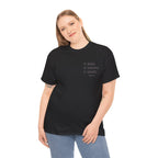 Black Text-Pattern T-Shirt — Seen Known Saved Christian Typography Graphic Tee