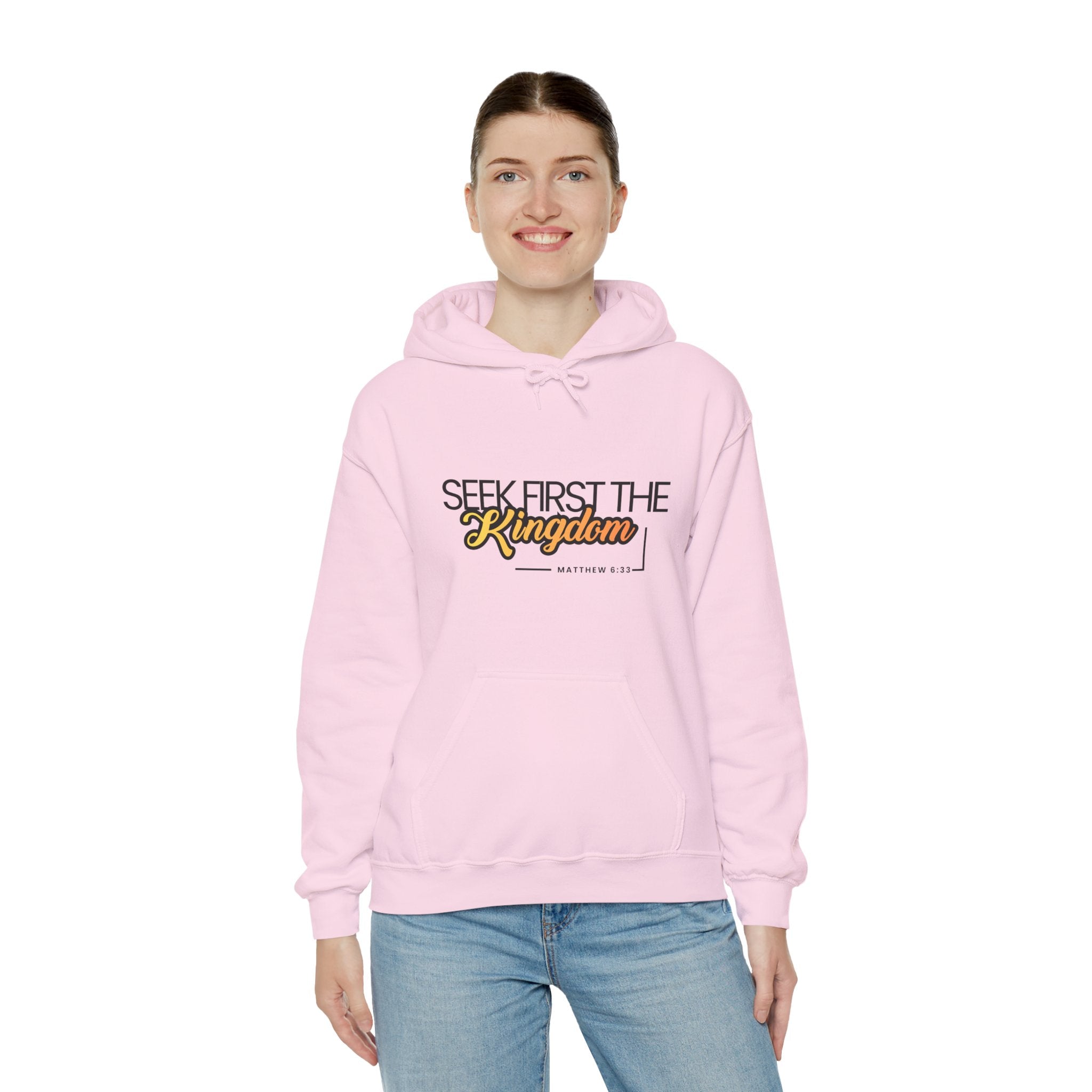 Seek First the Kingdom Hoodie – Christian Faith Scripture Sweatshirt (Matthew 6:33)
