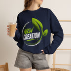Christian Crewneck Sweatshirt "New Creation" Pullover, 2 Corinthians 5:17 Scripture Apparel, Green Leaf Graphic Sweatshirt
