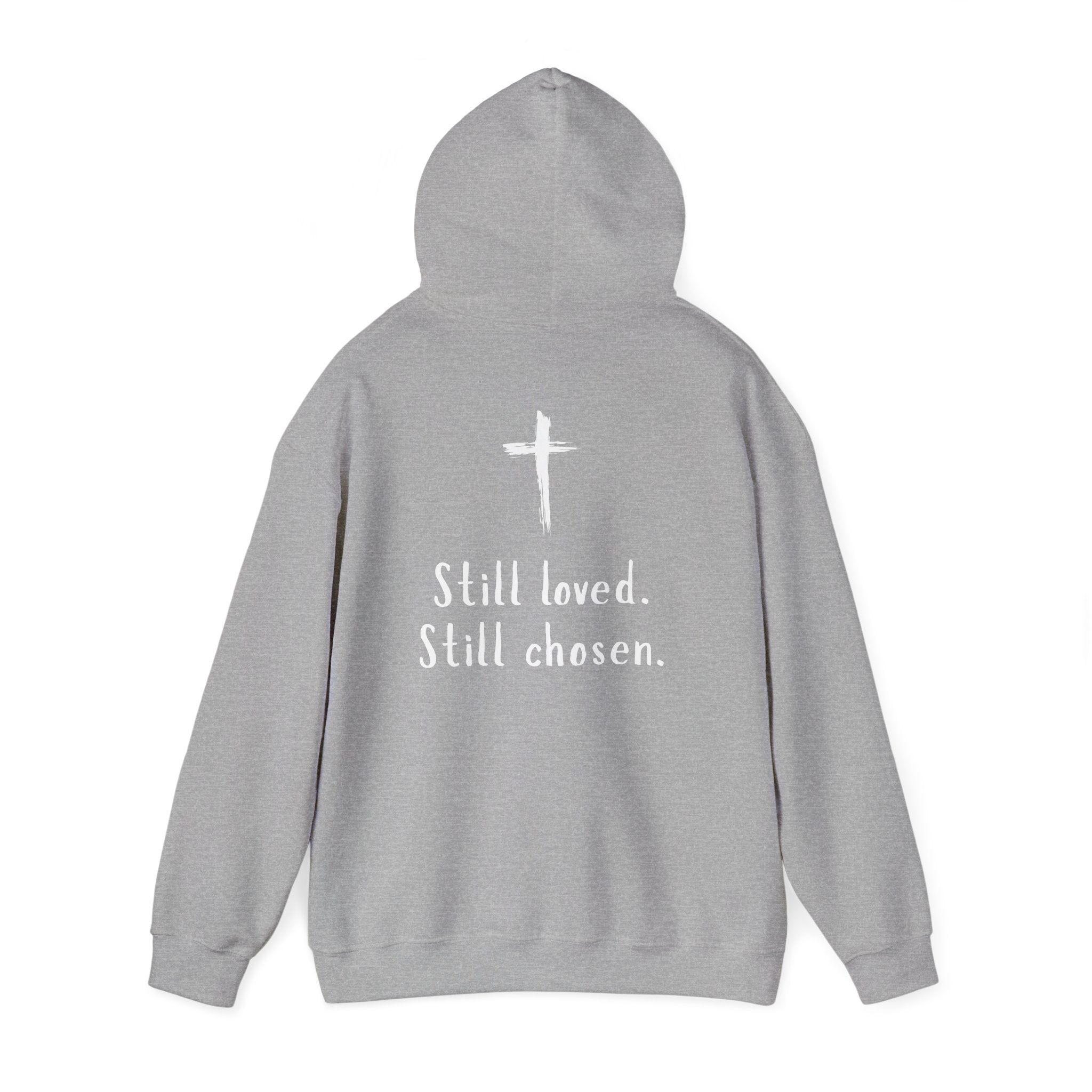 Not Perfect — Forgiven Hoodie | Christian Inspirational Sweatshirt (Romans 5:8, Still Loved/Still Chosen)