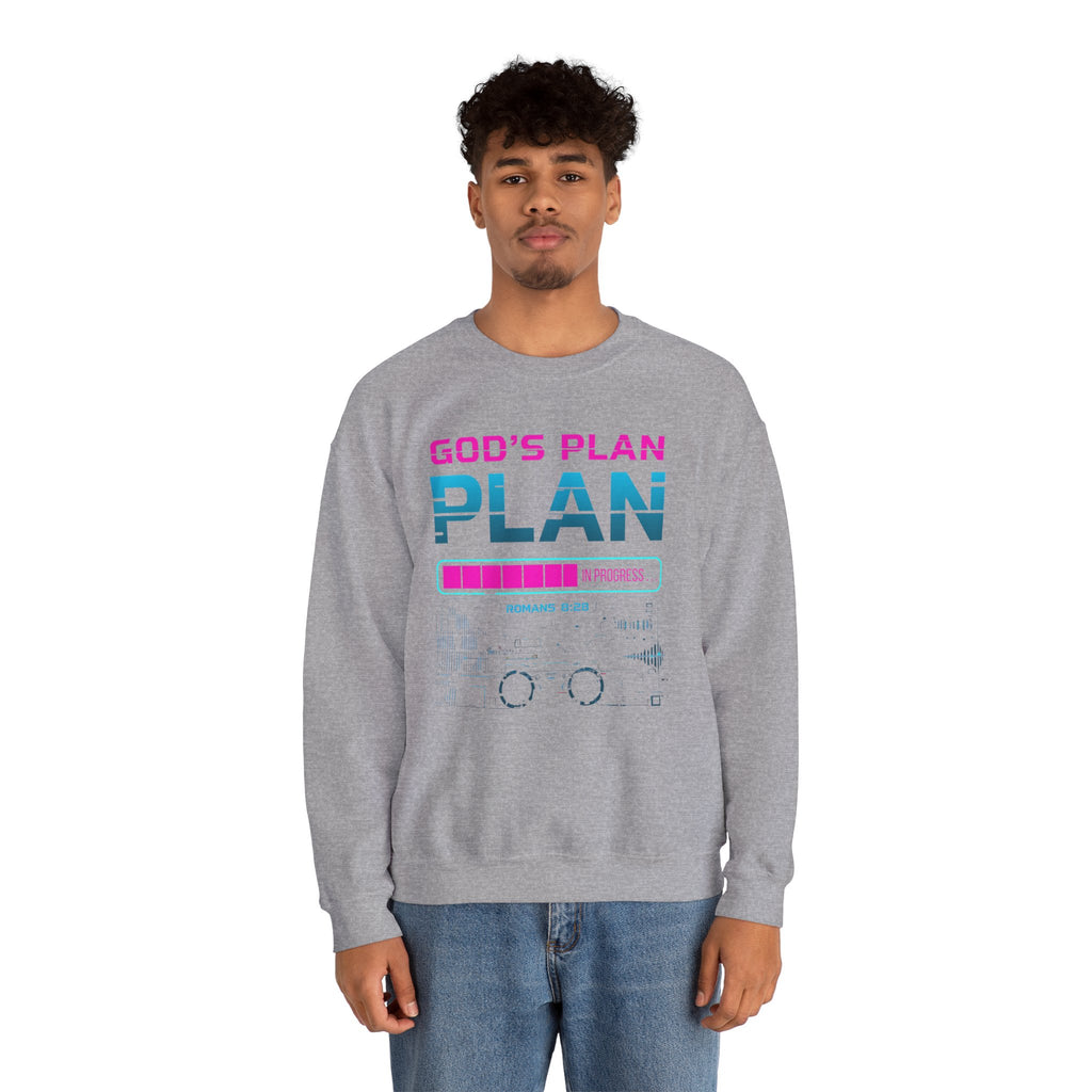 God's Plan Crewneck Sweatshirt — Retro Neon Faith Graphic