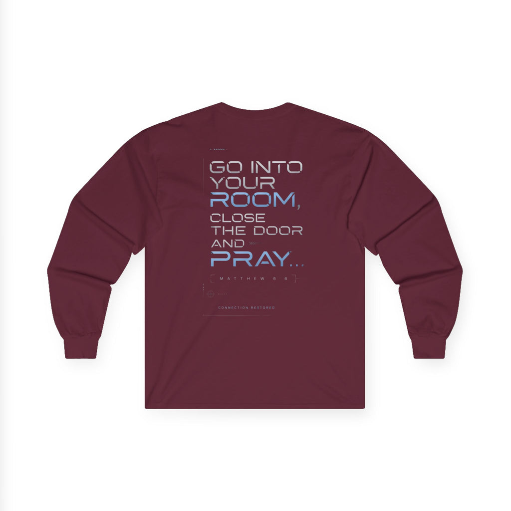 Offline Long Sleeve Christian Tee — ‘Go Into Your Room, Close the Door and Pray’ Graphic