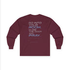 Offline Long Sleeve Christian Tee — ‘Go Into Your Room, Close the Door and Pray’ Graphic