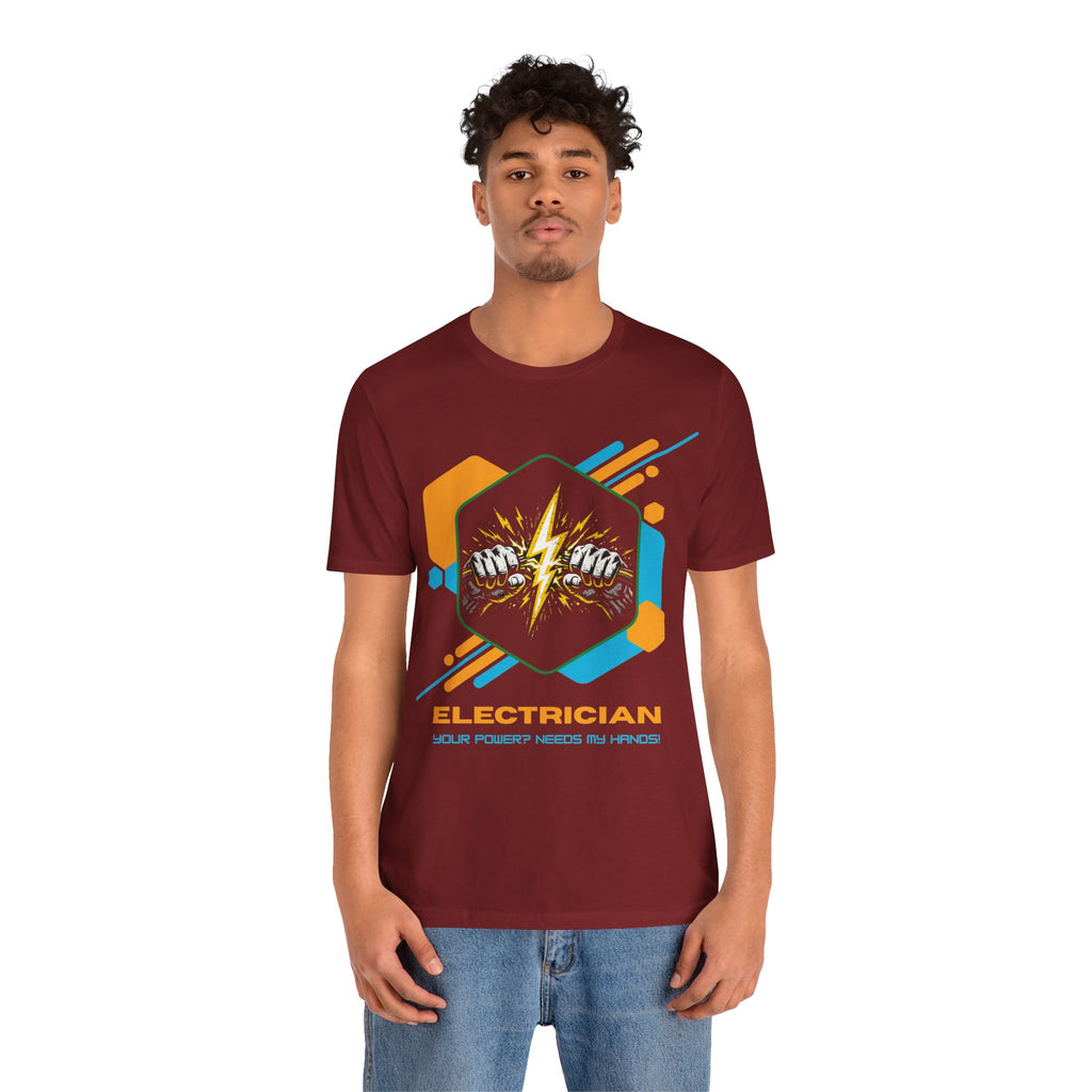 Electrician T‑Shirt - Skilled Hands Lightning Crew Tee