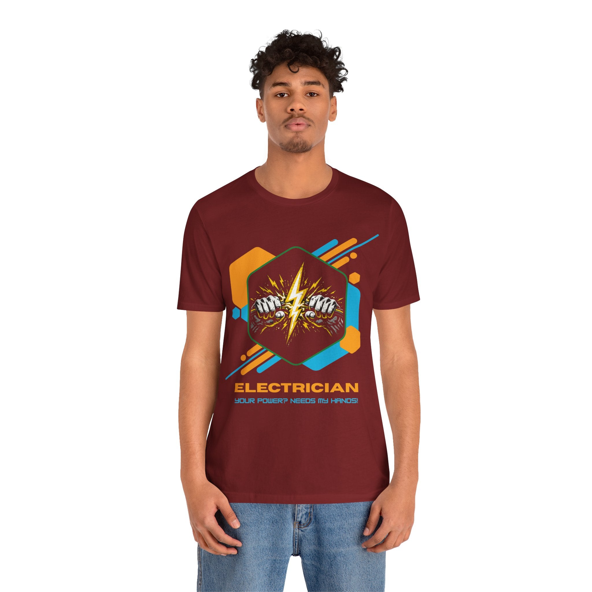 Electrician T‑Shirt - Skilled Hands Lightning Crew Tee