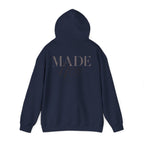 Inspirational Hoodie "Made New" Back Print Pullover, Christian Faith Sweatshirt, Minimalist Graphic Streetwear