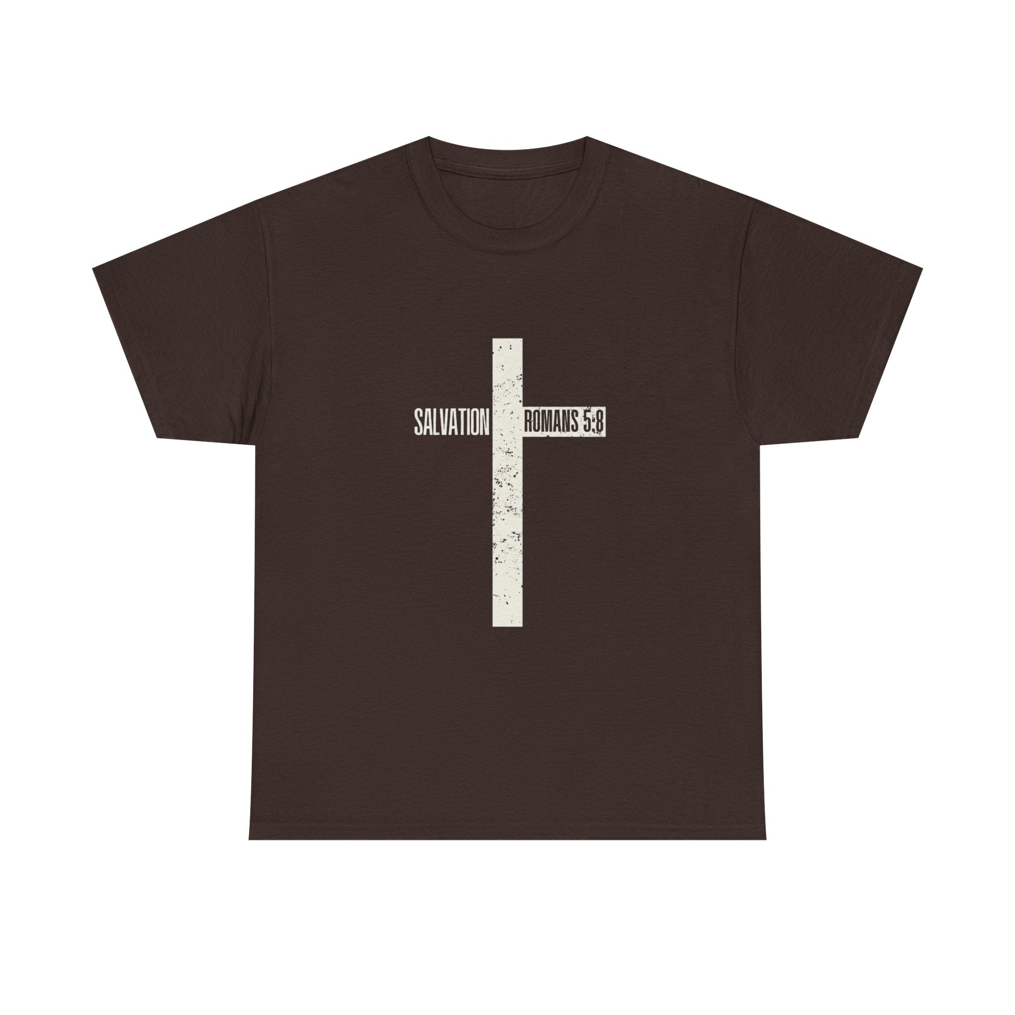 Christian Cross T-Shirt — "Salvation Romans 5:8" Faith Tee