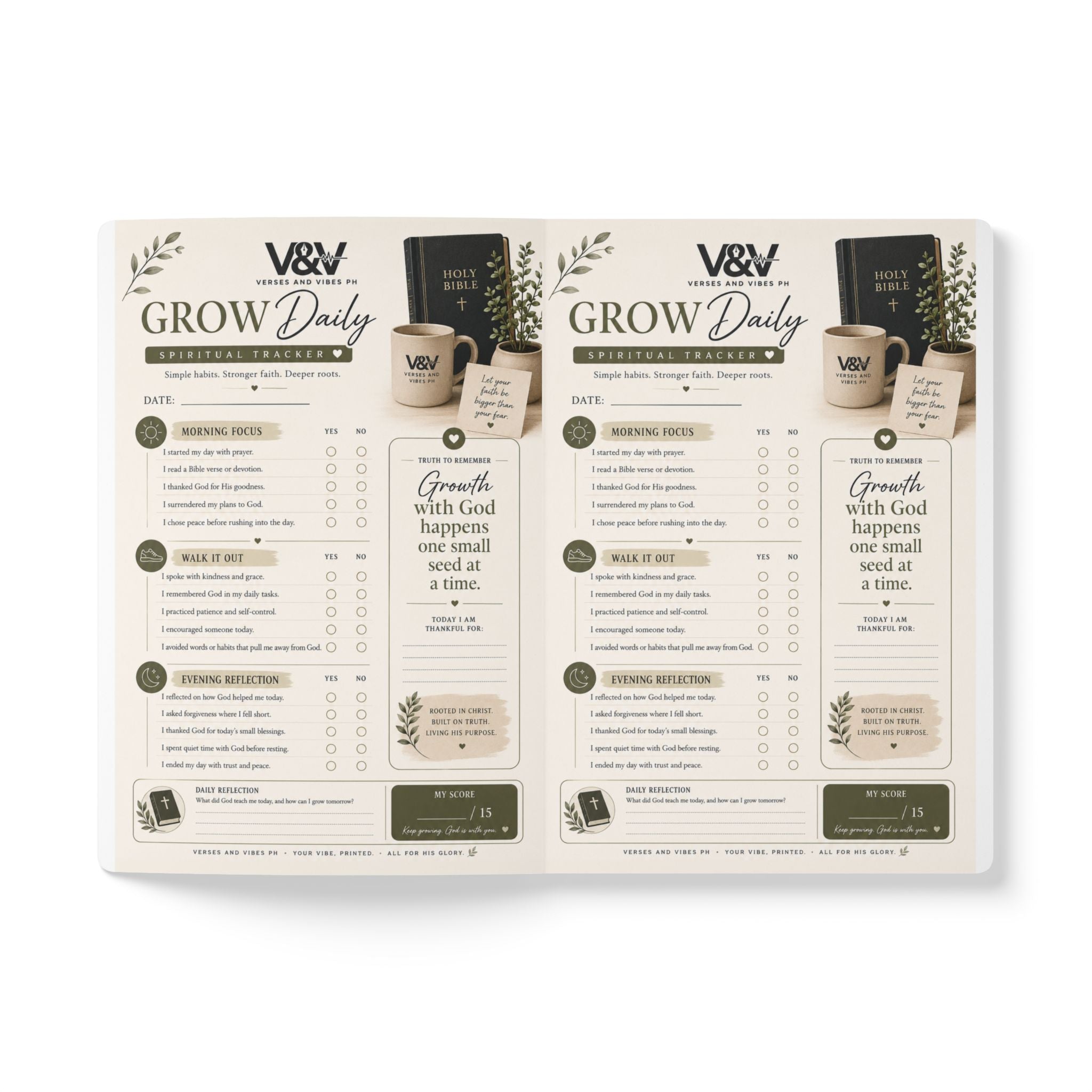 Spiritual Tracker Journal — Guided Daily Faith & Bible Study Notebook