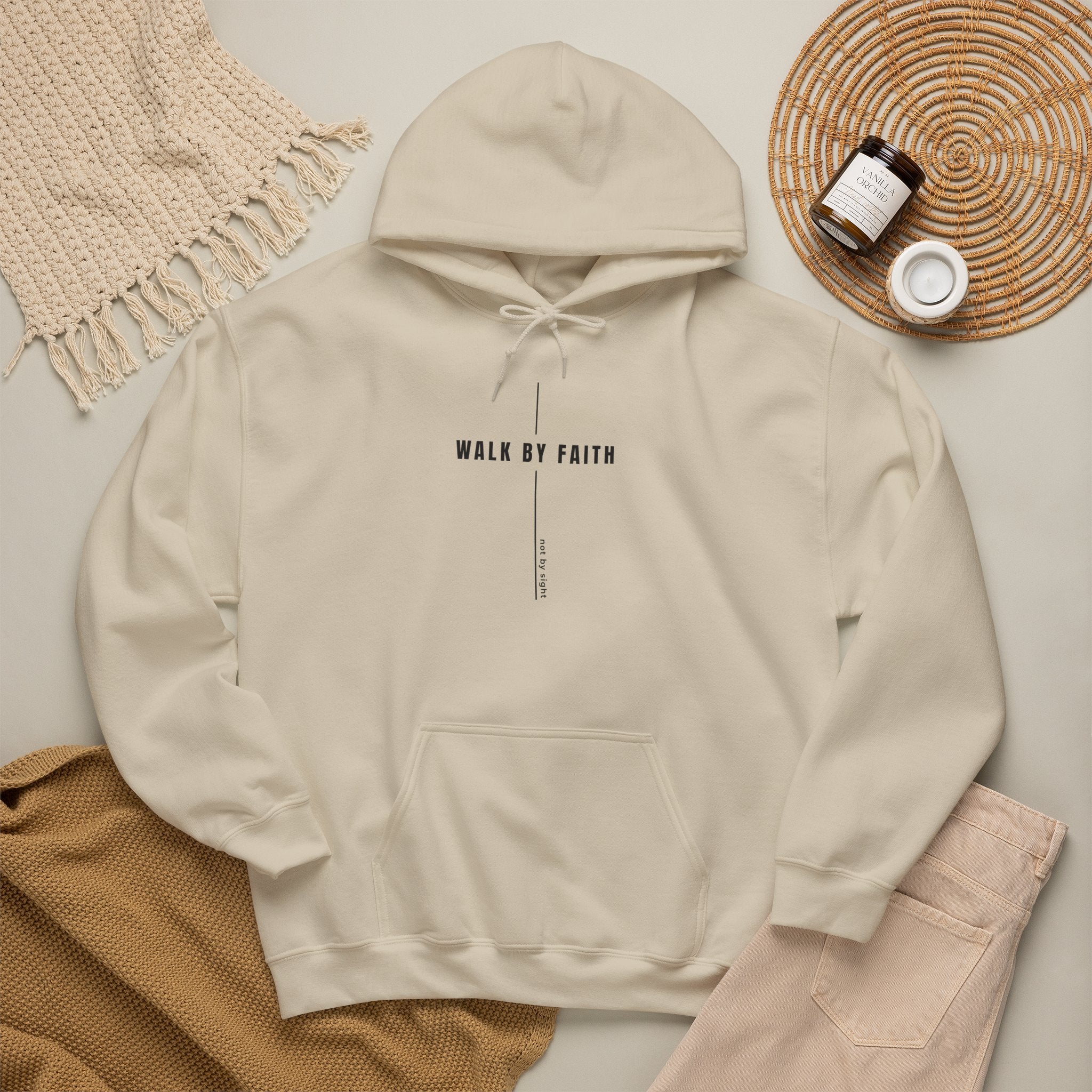 Walk By Faith Hoodie — Minimal Christian Inspirational Sweatshirt