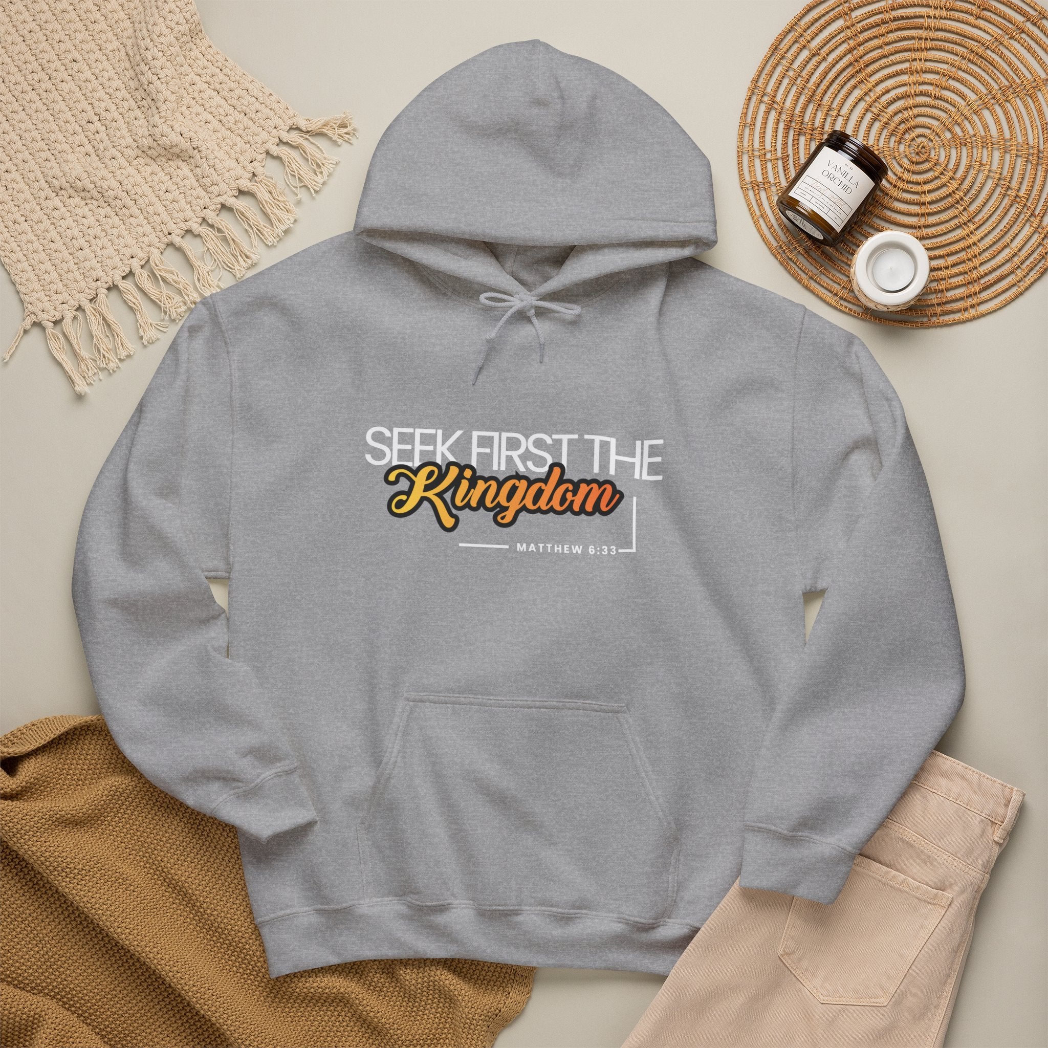 Seek First the Kingdom Hoodie - Christian Faith Scripture Sweatshirt (Matthew 6:33)