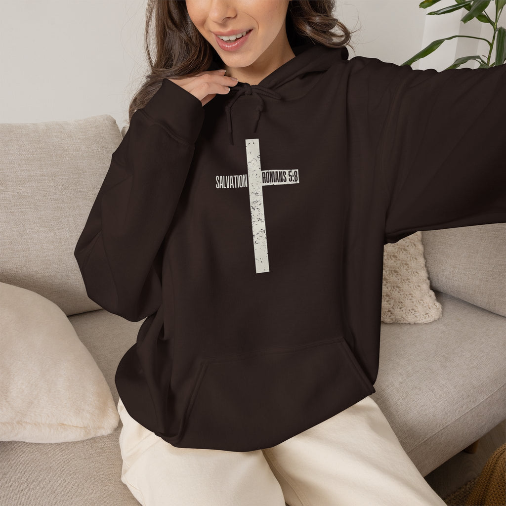 Christian Cross Salvation Hoodie – "Saved By Grace" Faith Graphic Pullover
