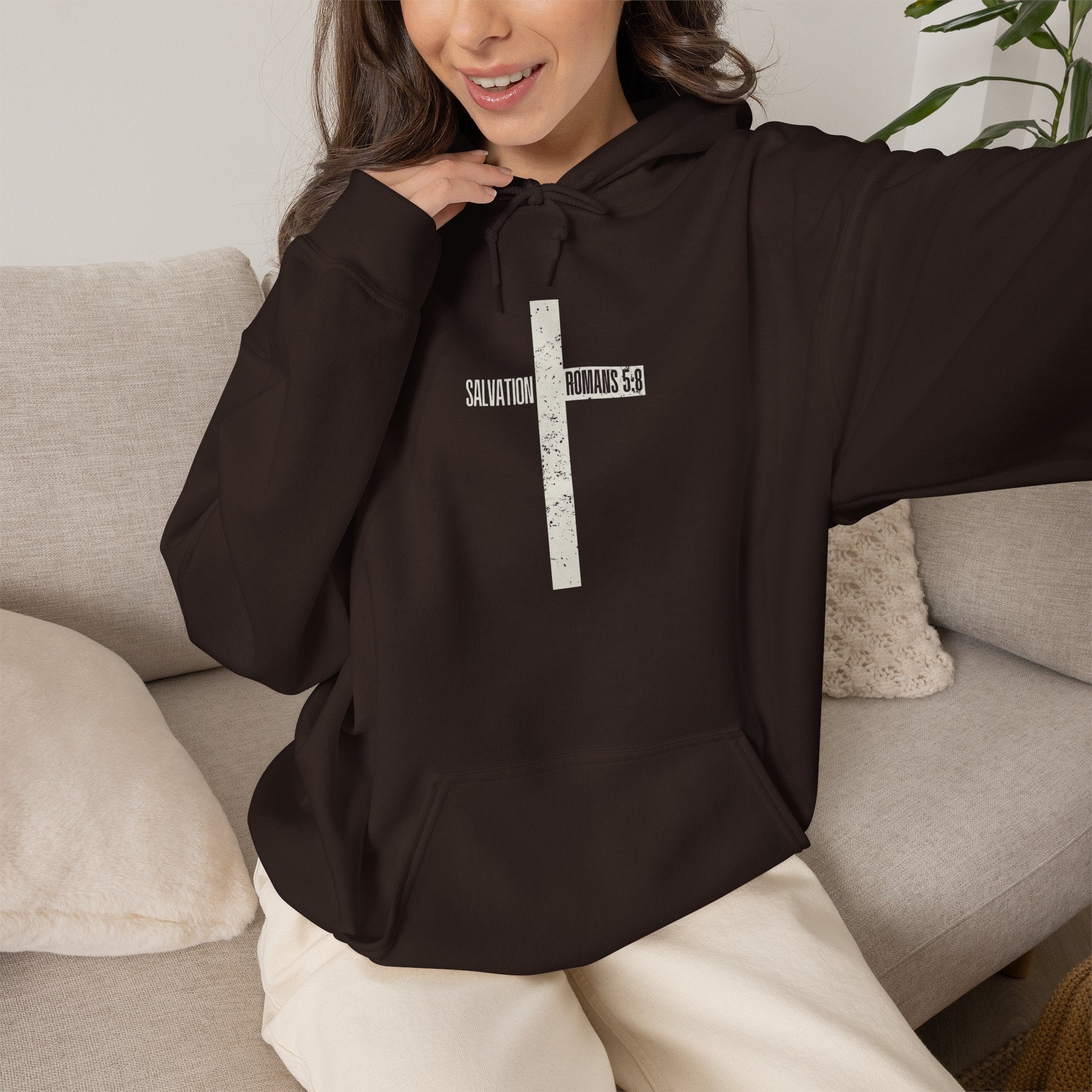 Christian Cross Salvation Hoodie – "Saved By Grace" Faith Graphic Pullover