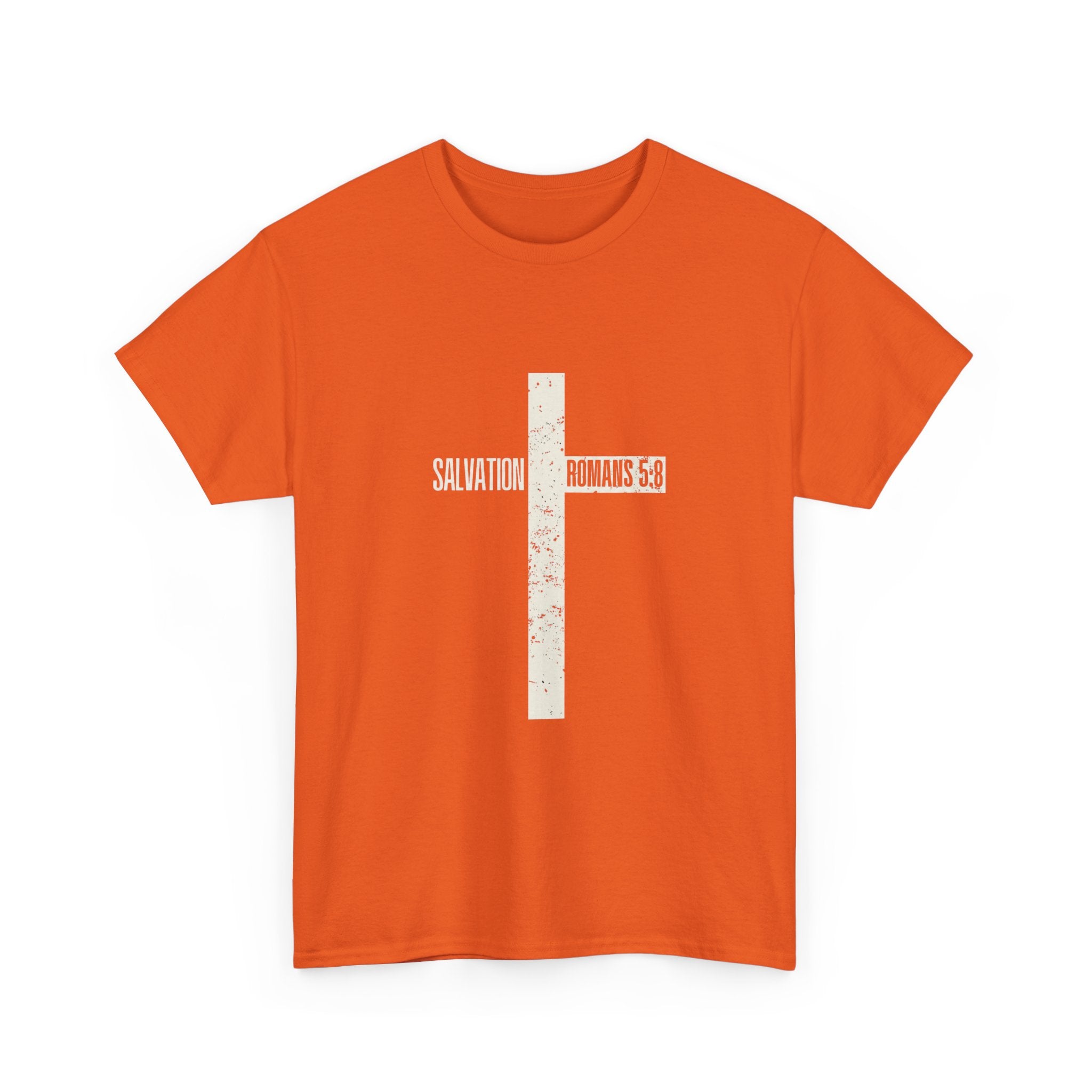 Christian Cross T-Shirt — "Salvation Romans 5:8" Faith Tee