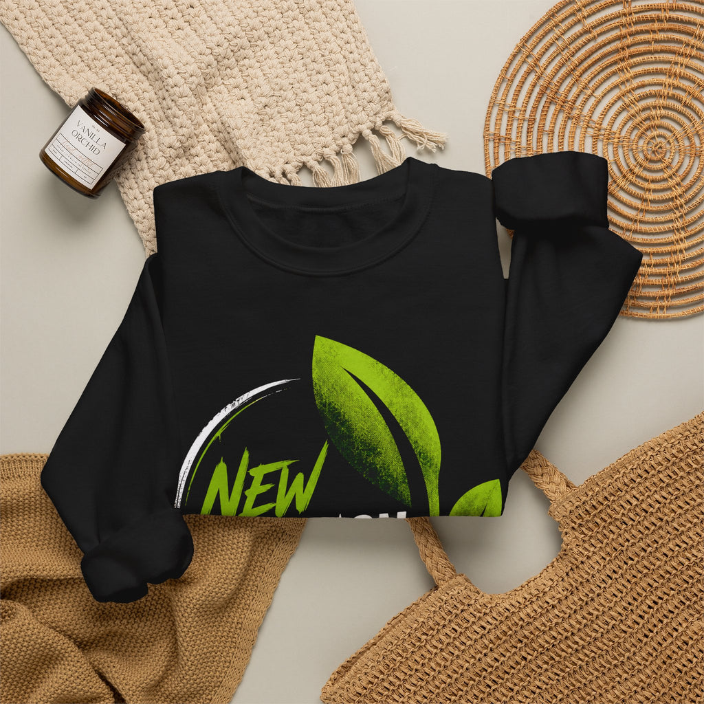 Christian Crewneck Sweatshirt "New Creation" Pullover, 2 Corinthians 5:17 Scripture Apparel, Green Leaf Graphic Sweatshirt