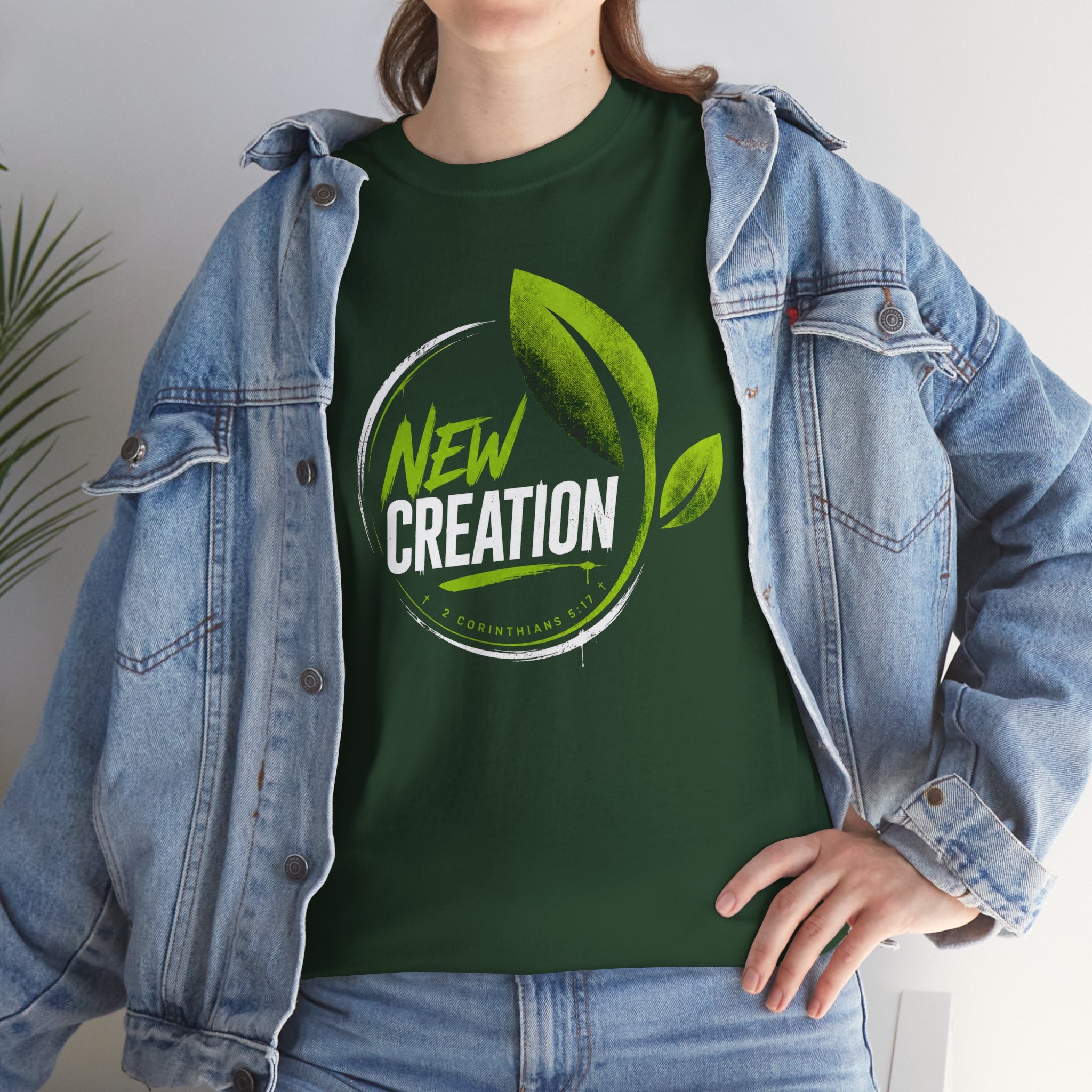 New Creation T-Shirt — Green Leaf Faith Tee